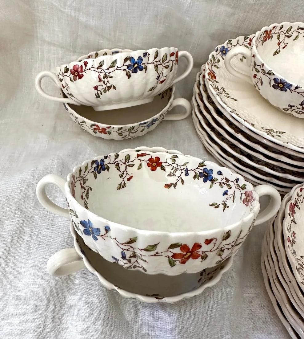 Vintage Spode Wicker Dale Dinnerware 60 Piece Set - 6