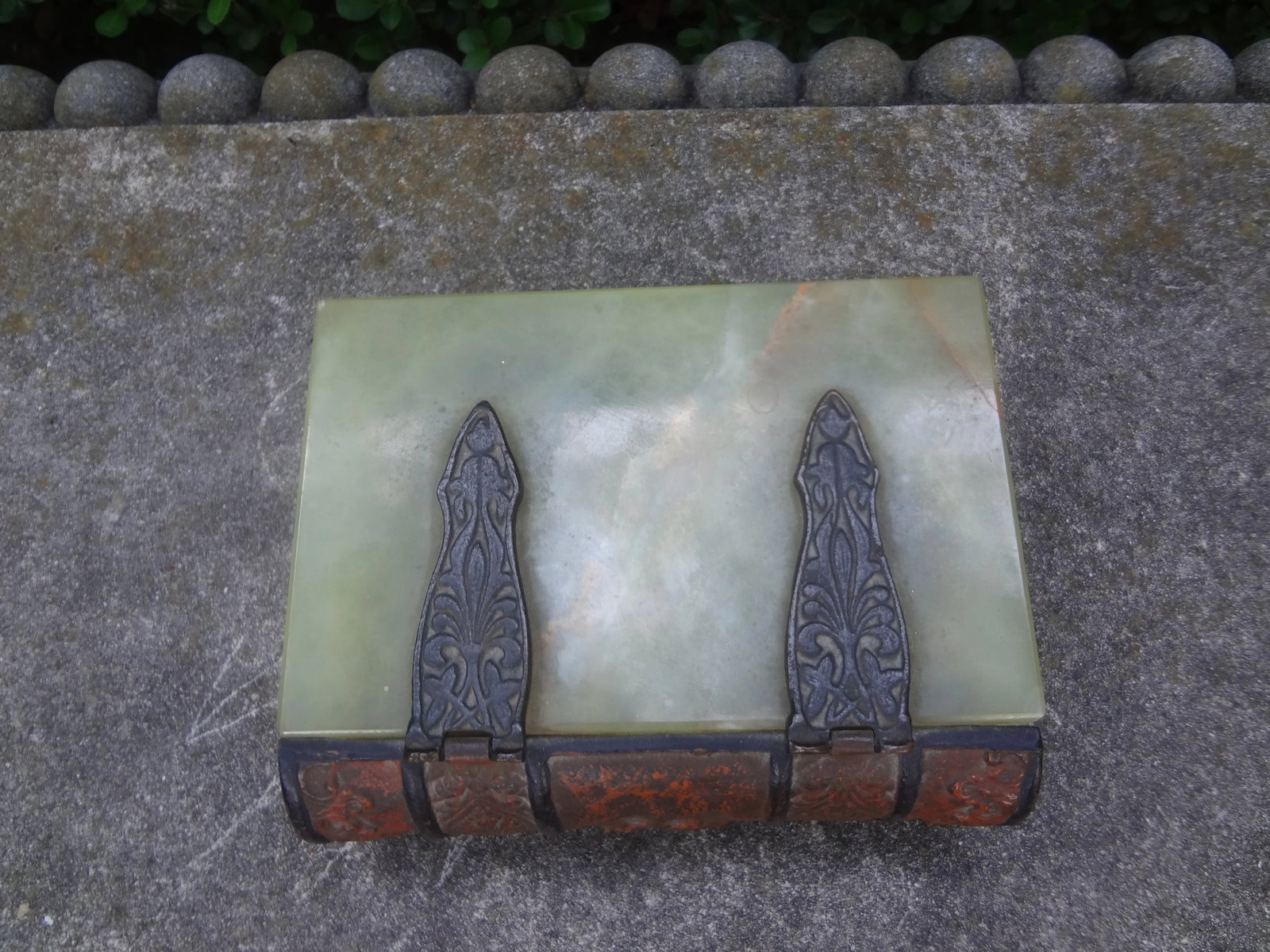 1920s Antique Austrian Alabaster and Gilt Metal Book Box - 2