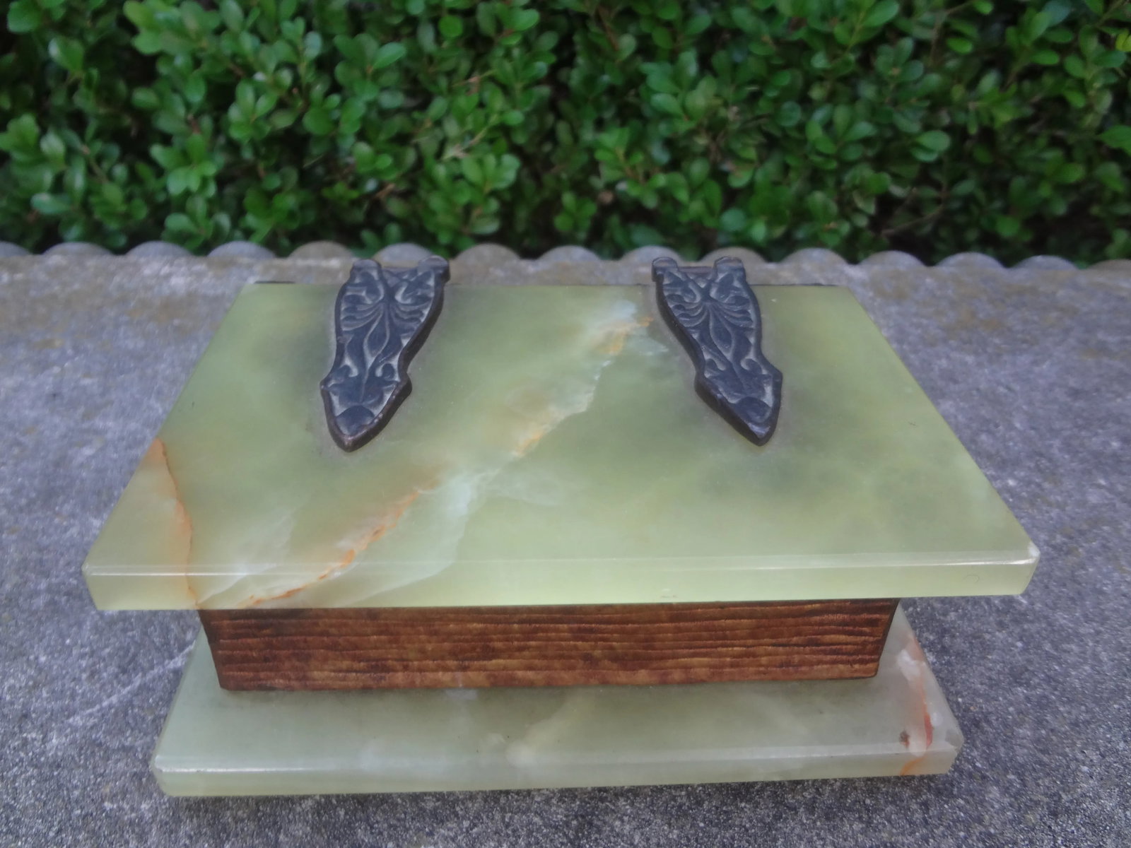 1920s Antique Austrian Alabaster and Gilt Metal Book Box - 6