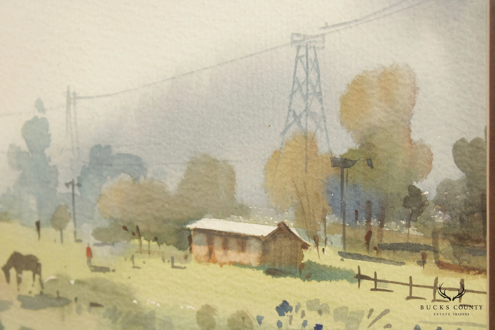 Pastoral Farm Landscape Watercolor Painting, Signed - 12