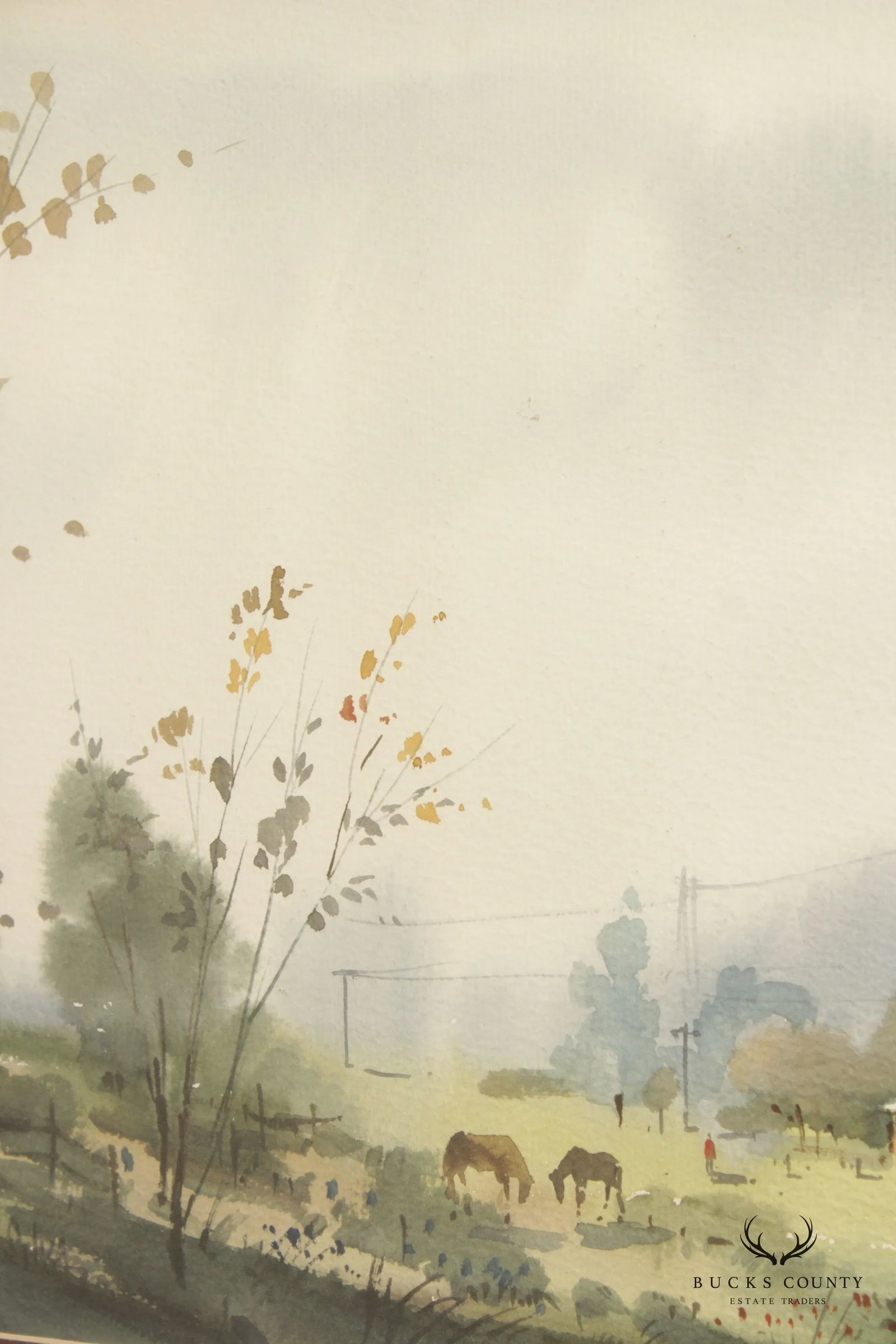 Pastoral Farm Landscape Watercolor Painting, Signed - 8