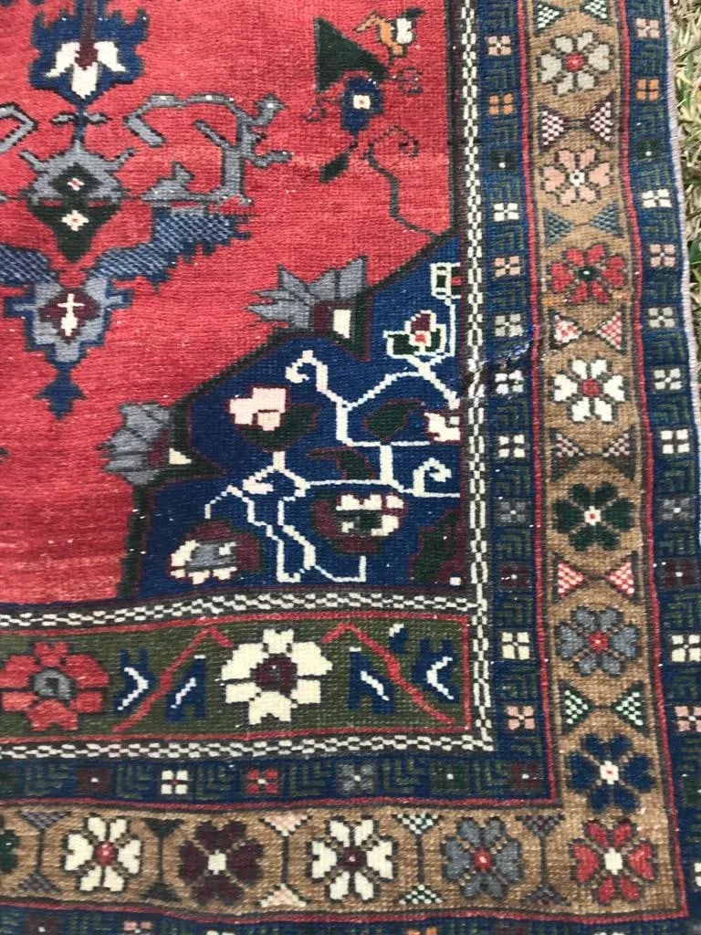 1960s Vintage Turkish Oushak Handmade Rug - 3′3″ × 7′1″ - 2