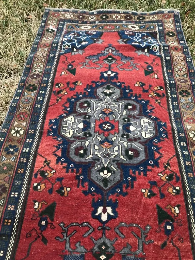 1960s Vintage Turkish Oushak Handmade Rug - 3′3″ × 7′1″ - 4