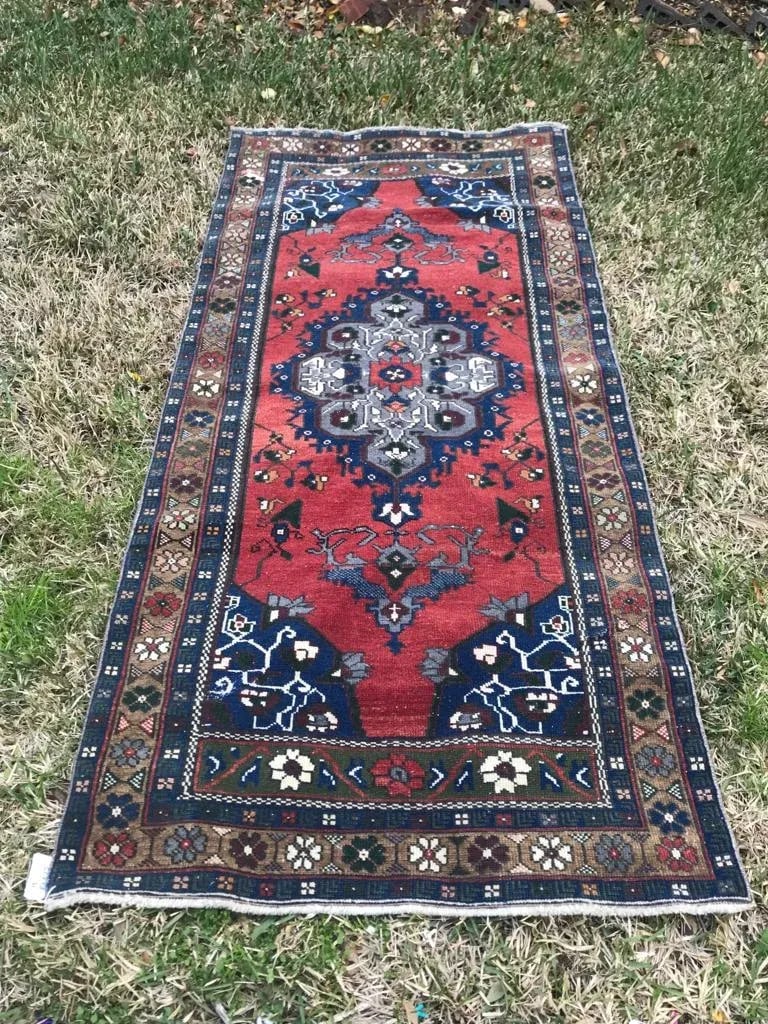 1960s Vintage Turkish Oushak Handmade Rug - 3′3″ × 7′1″ - 5
