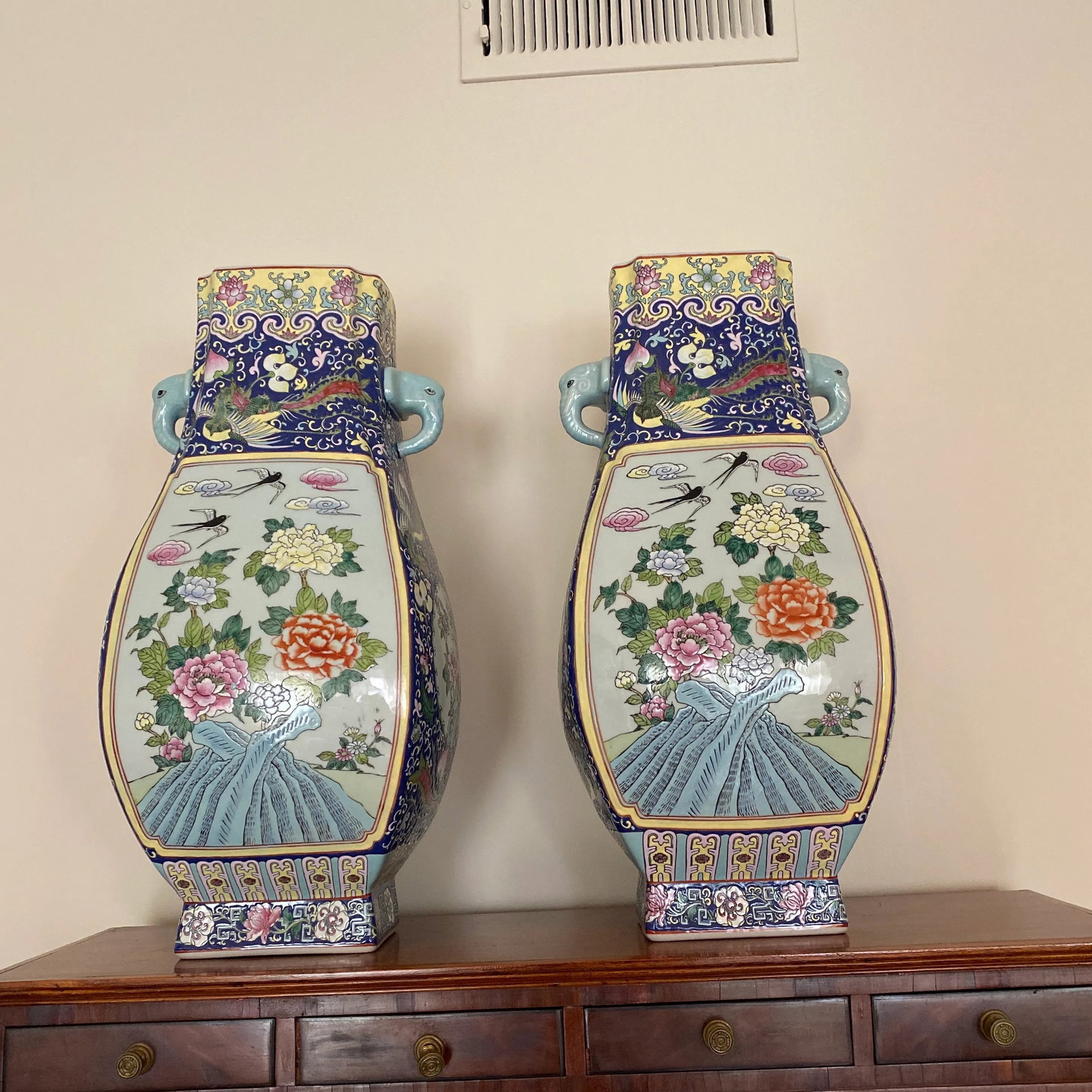 Vintage Oversized Hand Painted Asian Jars ~ a Pair - 11