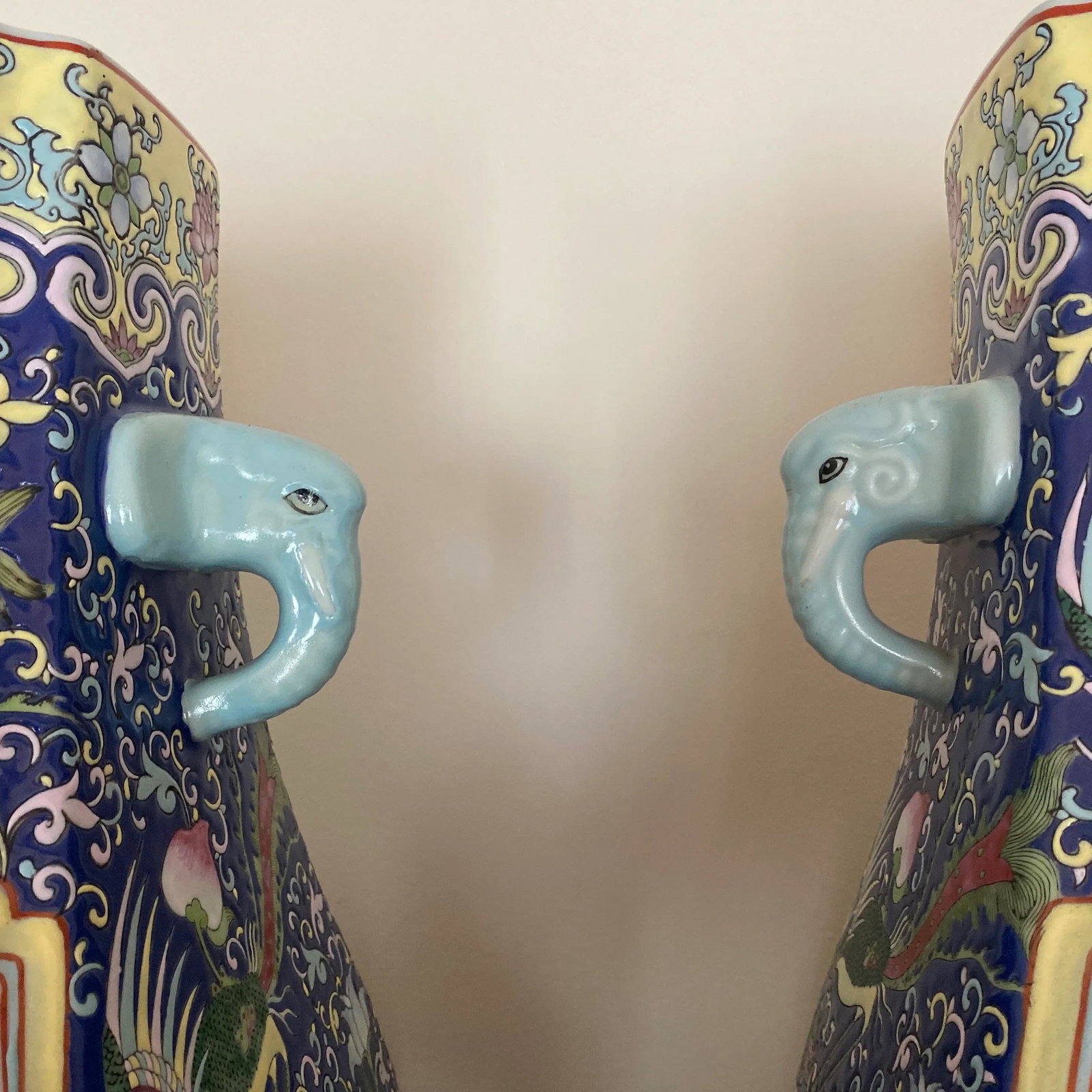 Vintage Oversized Hand Painted Asian Jars ~ a Pair - 12