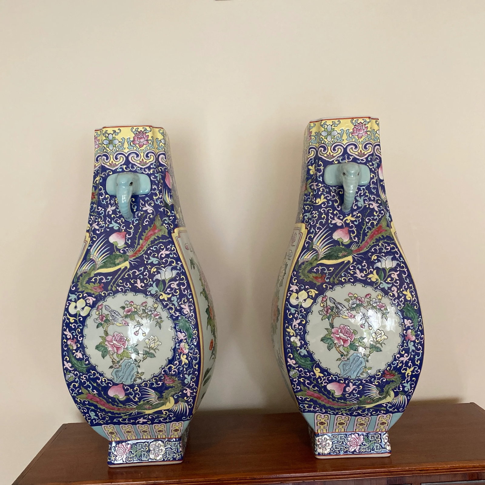 Vintage Oversized Hand Painted Asian Jars ~ a Pair - 2