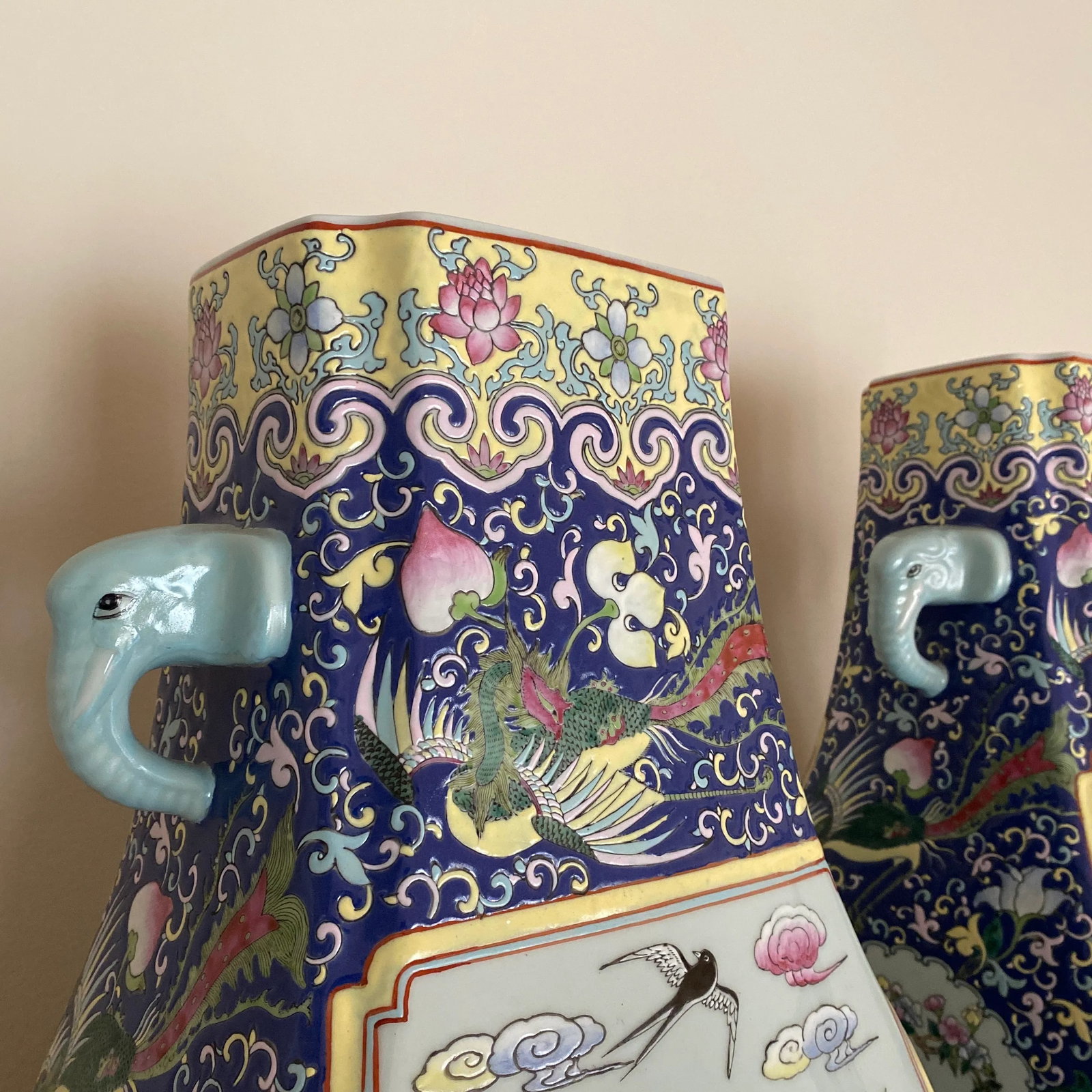Vintage Oversized Hand Painted Asian Jars ~ a Pair - 6