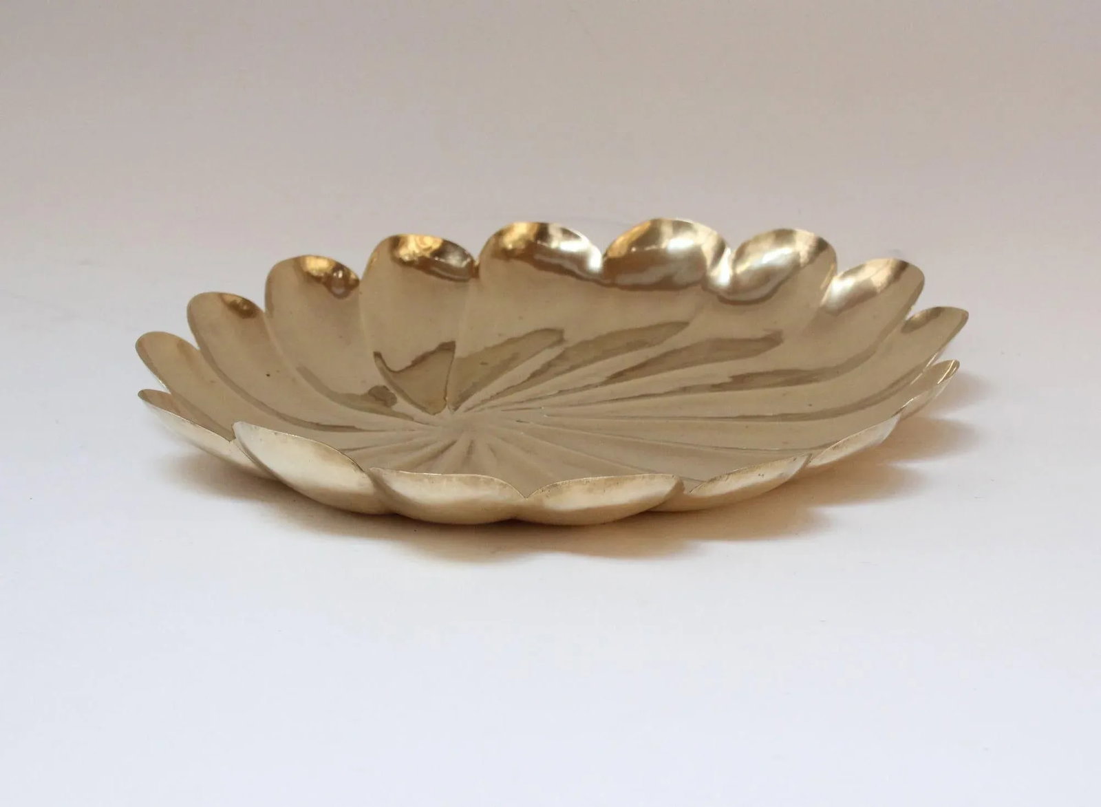 Vintage Italian Brass Scalloped Decorative Tray - 6