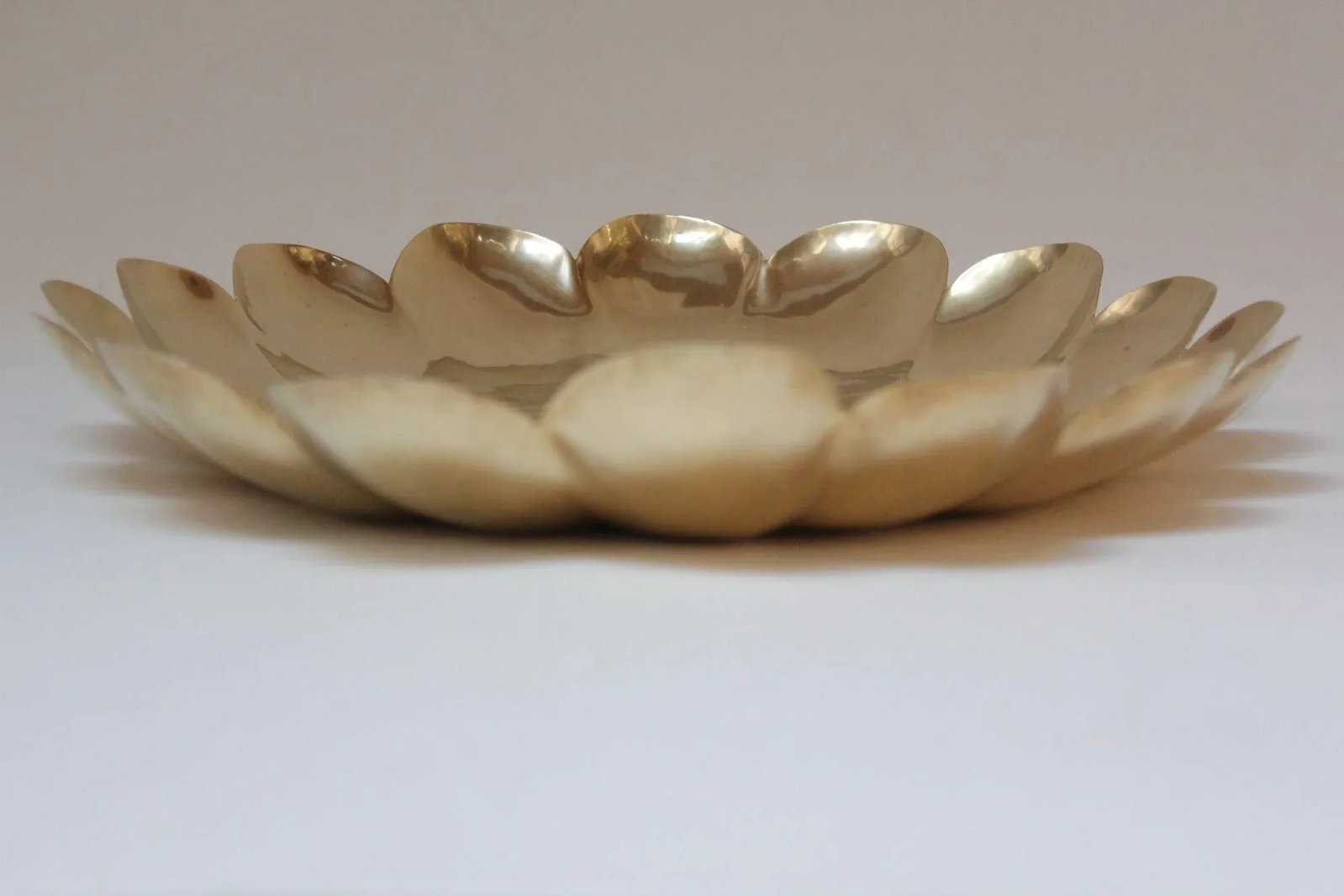 Vintage Italian Brass Scalloped Decorative Tray - 7