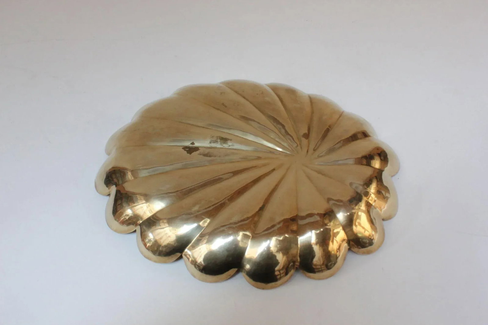 Vintage Italian Brass Scalloped Decorative Tray - 9