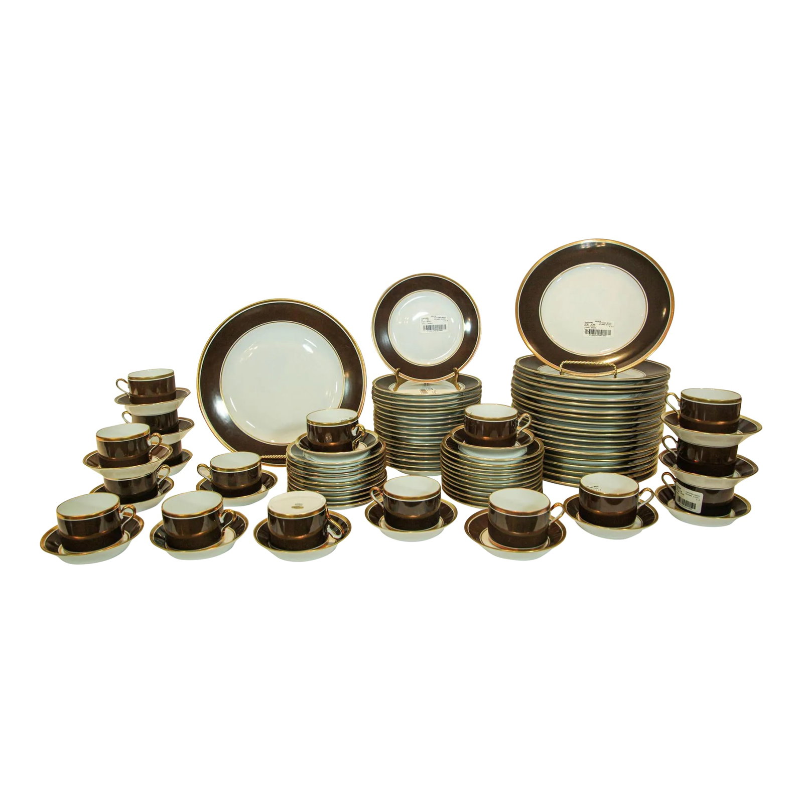Richard Ginori Brown & Gold Trimmed Dinnerware Service of 93 Pieces (1 of 12)