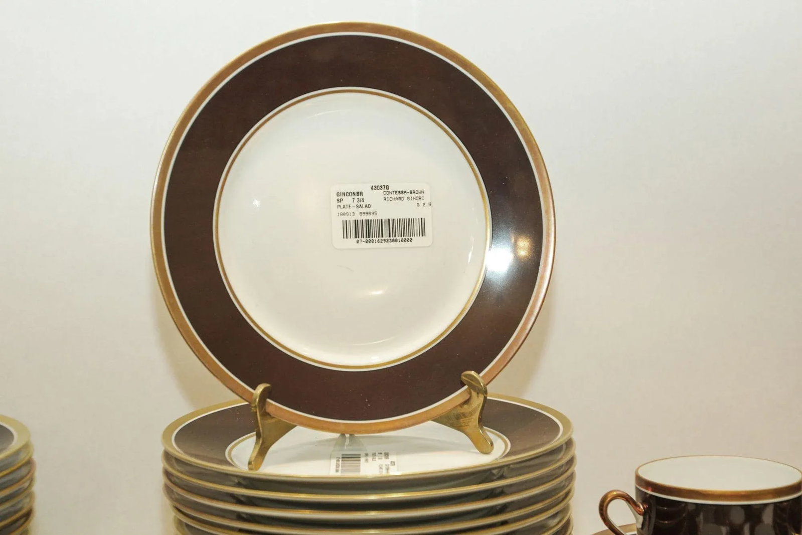 Richard Ginori Brown & Gold Trimmed Dinnerware Service of 93 Pieces - 8