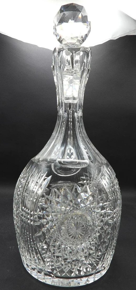 Early 20th Century Brilliant Cut Crystal Wine Decanter Carafe Mars Pattern 1907 - 4