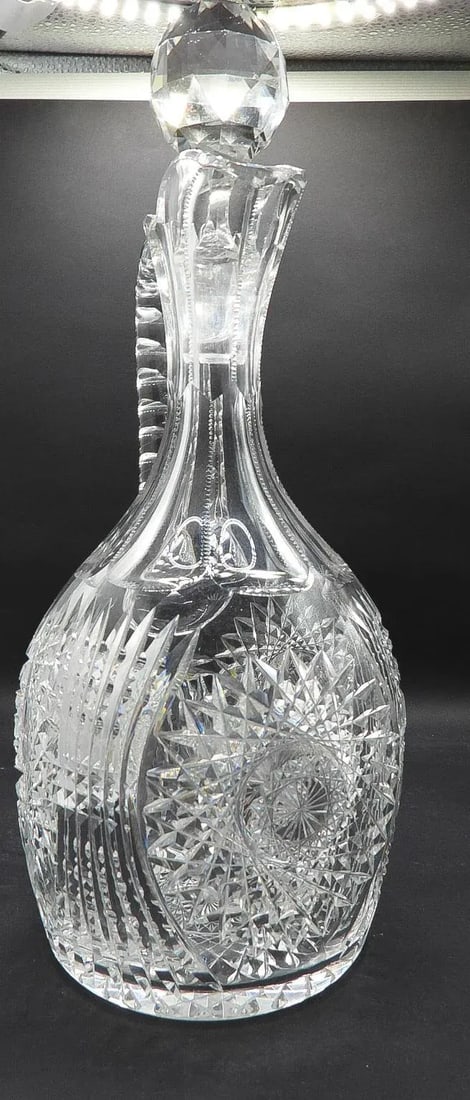 Early 20th Century Brilliant Cut Crystal Wine Decanter Carafe Mars Pattern 1907 - 6