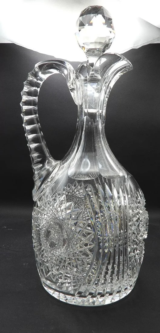 Early 20th Century Brilliant Cut Crystal Wine Decanter Carafe Mars Pattern 1907 - 8