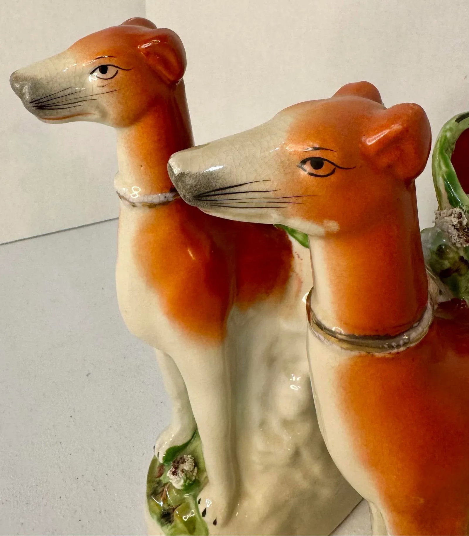 Pair 19th Century Staffordshire Greyhound/ Whippet Dog Spill Vase Figurines - 5