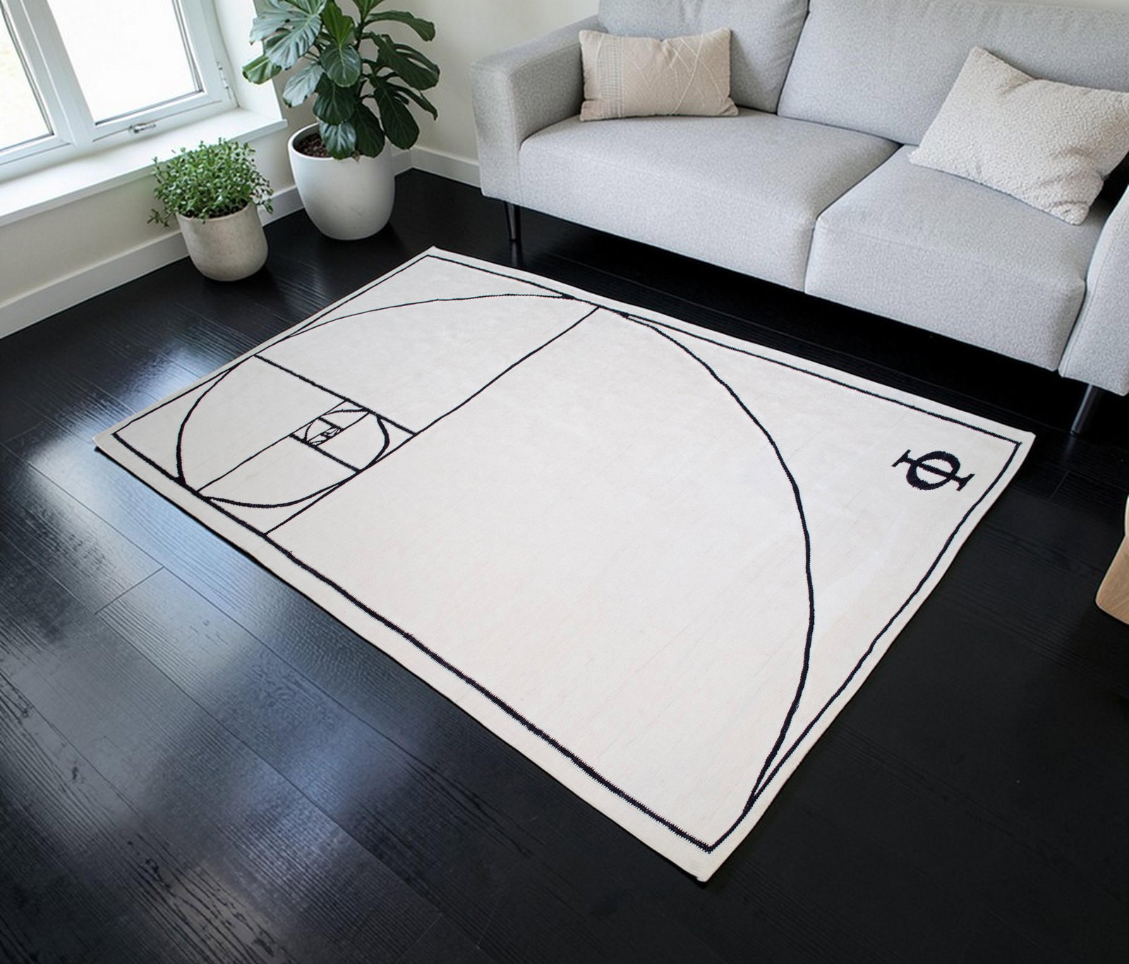 Fibonacci - Golden Ratio Themed Silk Hand Woven Area Rug Kilim Wall Rug 4"²11"³ × - 2