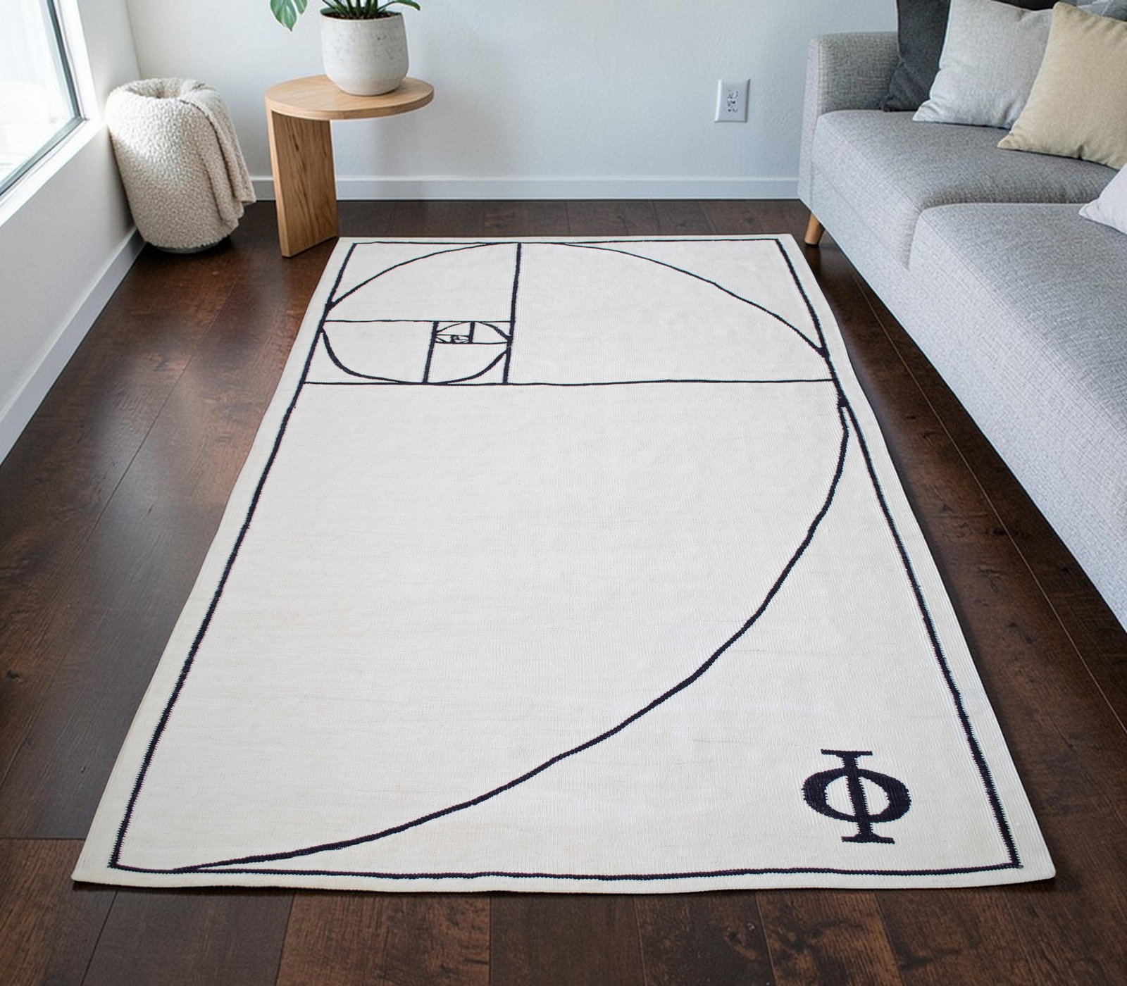 Fibonacci - Golden Ratio Themed Silk Hand Woven Area Rug Kilim Wall Rug 4"²11"³ × - 3