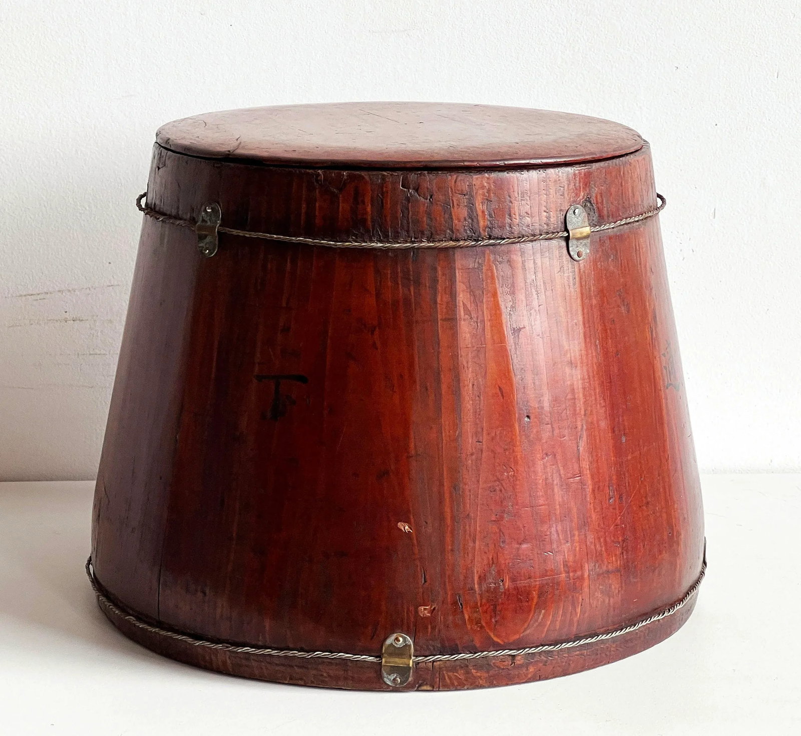 Antique Chinese Wooden Grain Bucket With Hand-Painted Calligraphy, Late Qing Dynasty - 10
