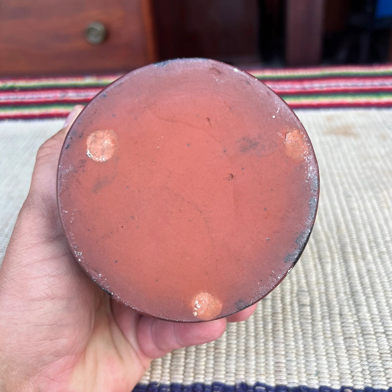 A Fine Antique Pennsylvania Folk Art Redware Preserve Jar With an Albany Glaze, 1870's - 5