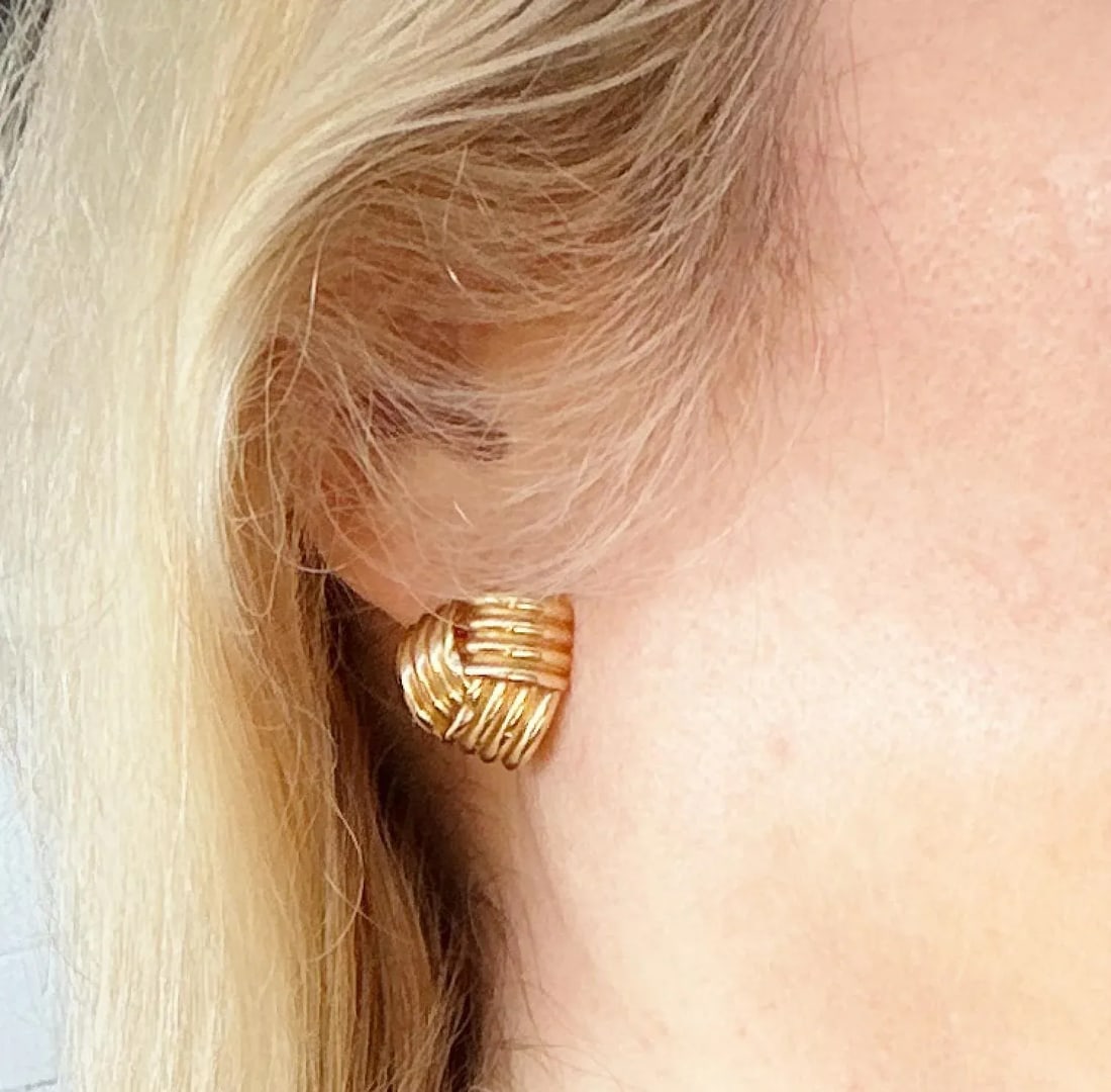Vintage 14k Gold Knot Motif Earrings, a Pair - 7