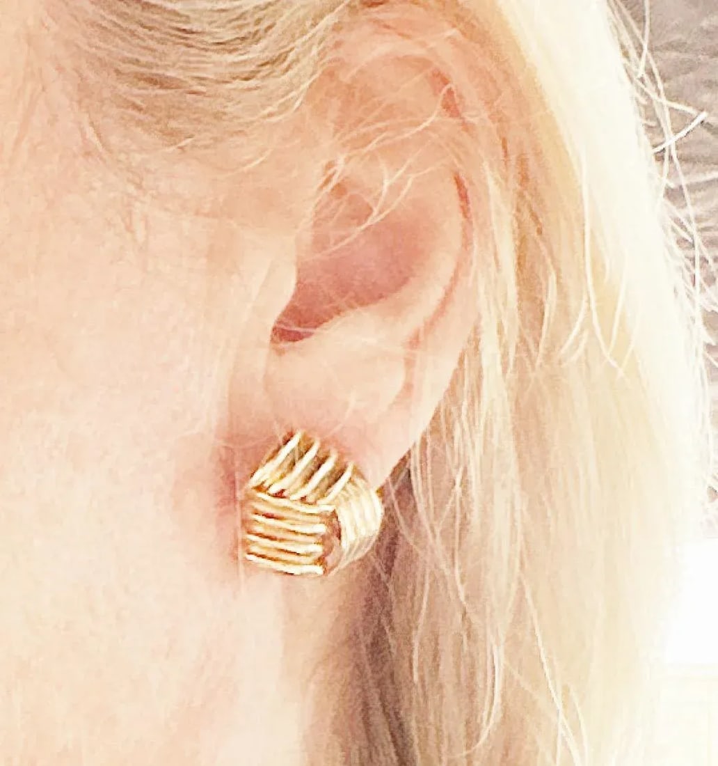 Vintage 14k Gold Knot Motif Earrings, a Pair - 8