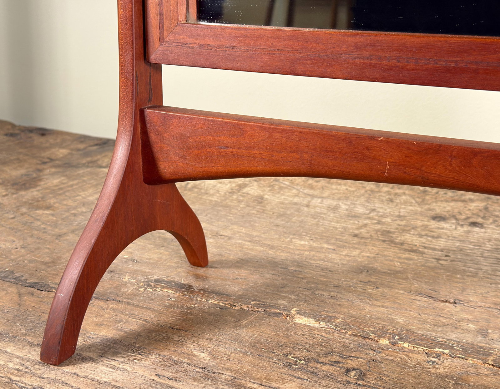 Mid Century Scandinavian Modern Teak Vanity Mirror With Sculptural Stand - 10
