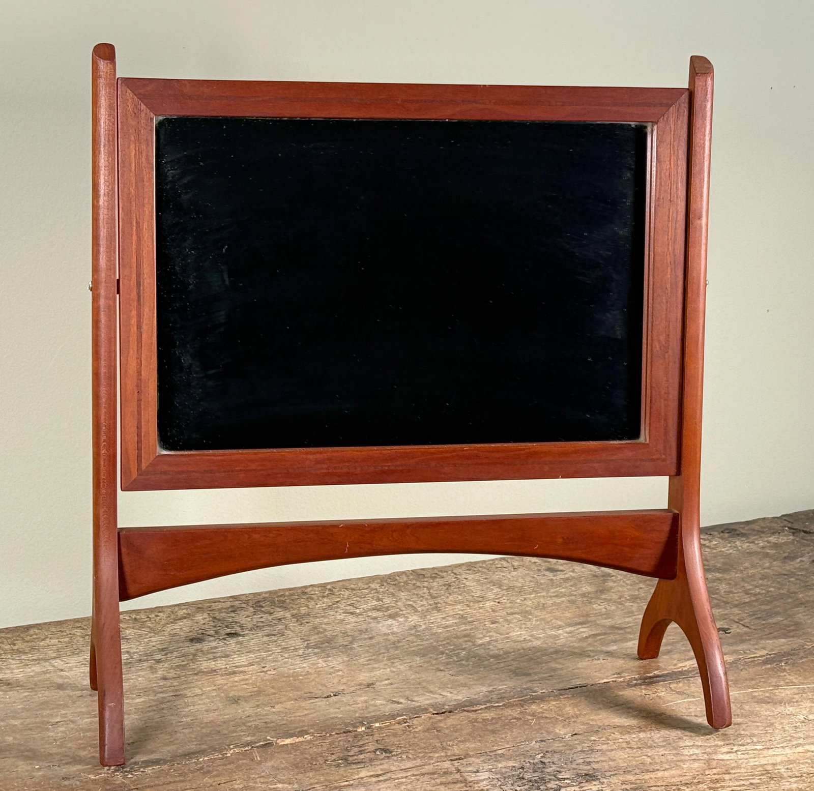 Mid Century Scandinavian Modern Teak Vanity Mirror With Sculptural Stand - 3