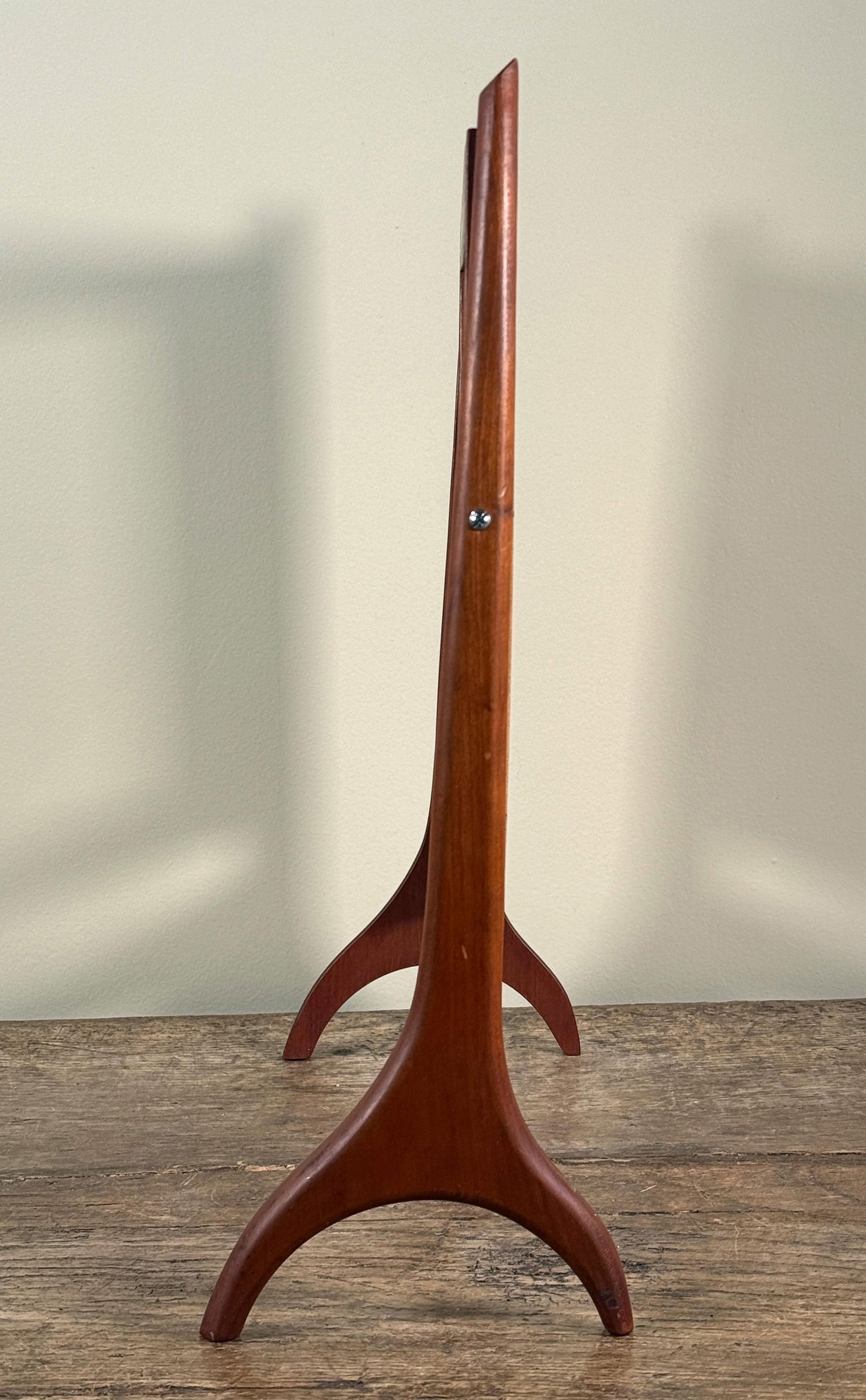 Mid Century Scandinavian Modern Teak Vanity Mirror With Sculptural Stand - 4