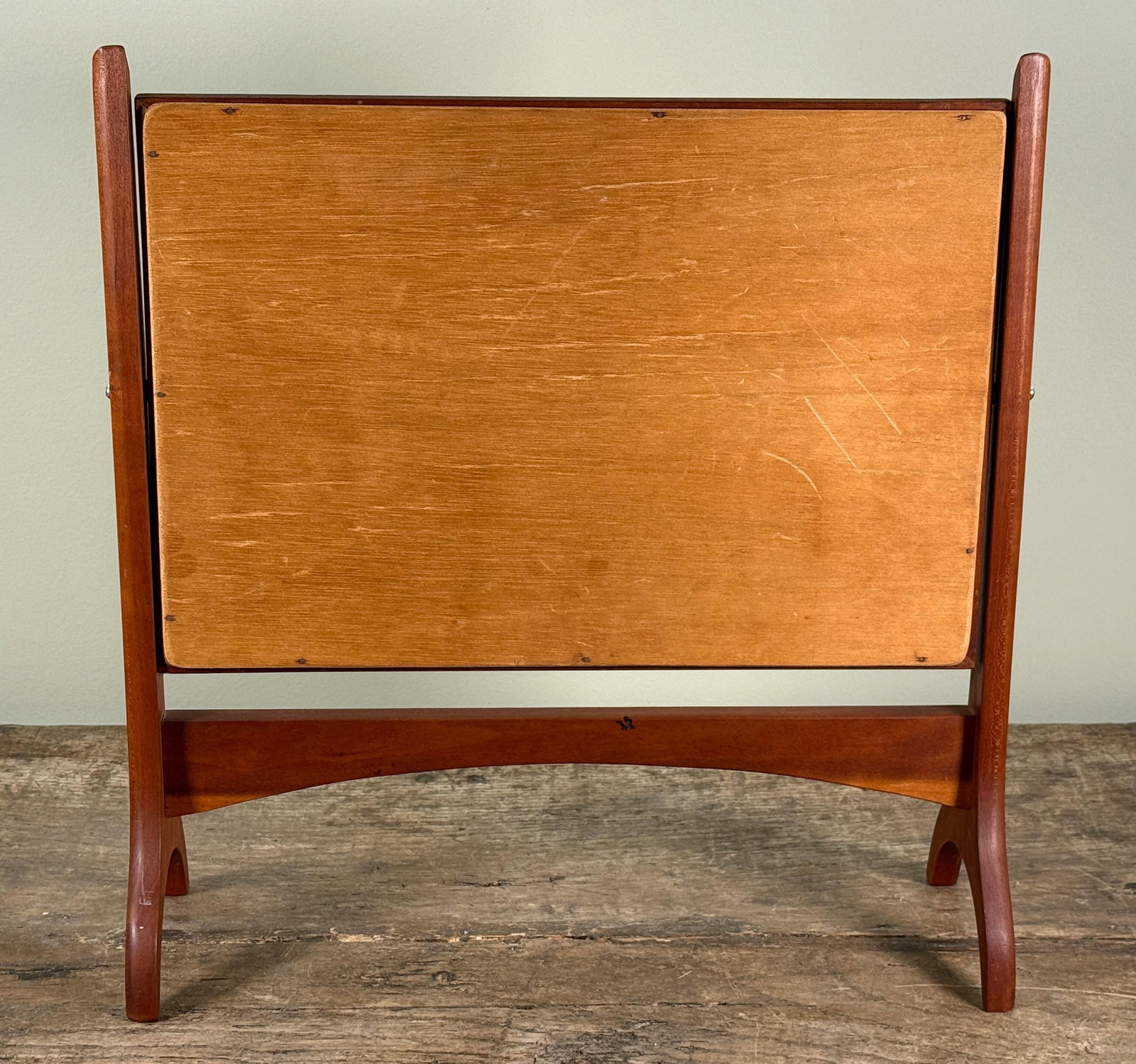 Mid Century Scandinavian Modern Teak Vanity Mirror With Sculptural Stand - 6