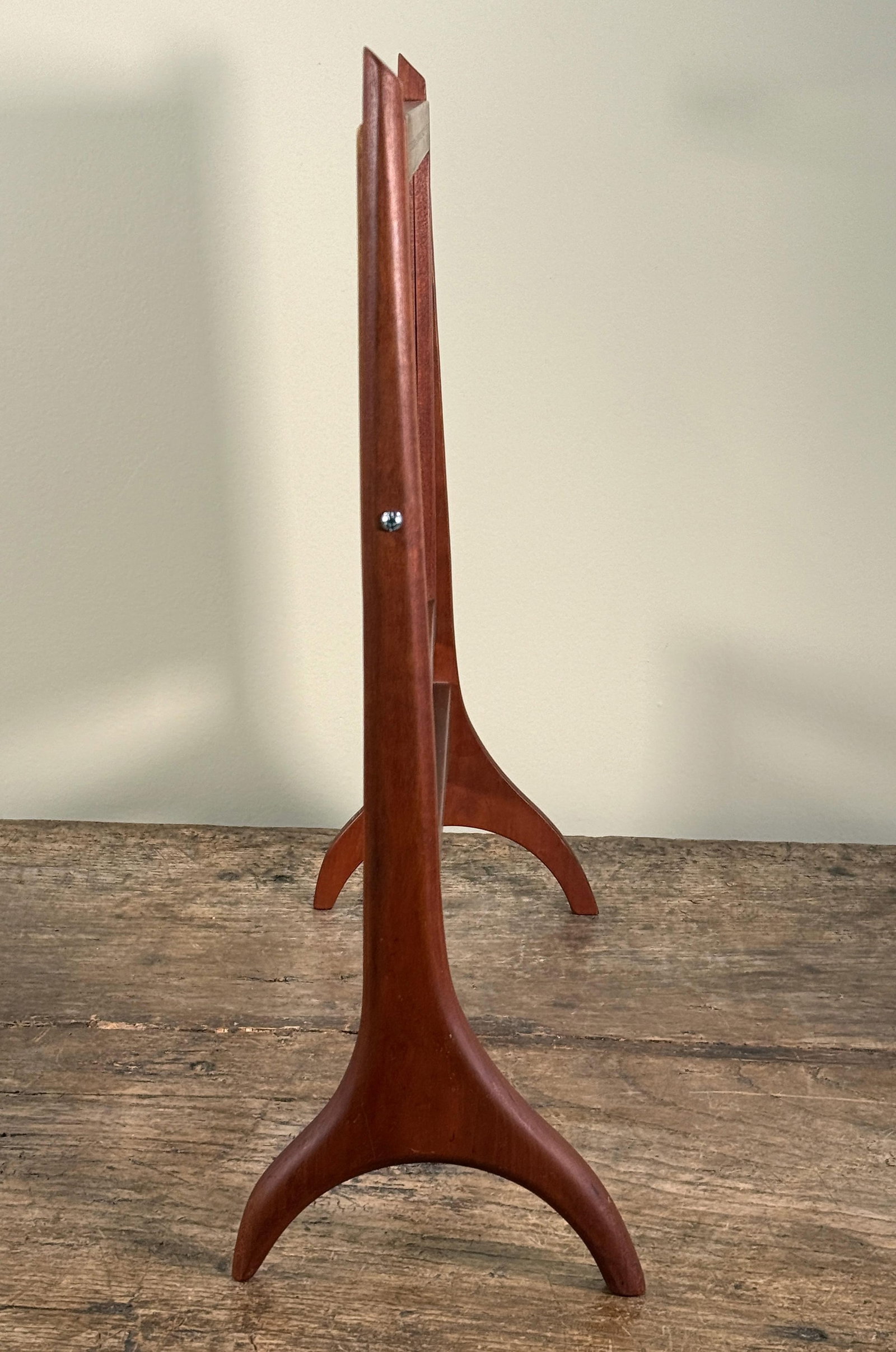 Mid Century Scandinavian Modern Teak Vanity Mirror With Sculptural Stand - 8