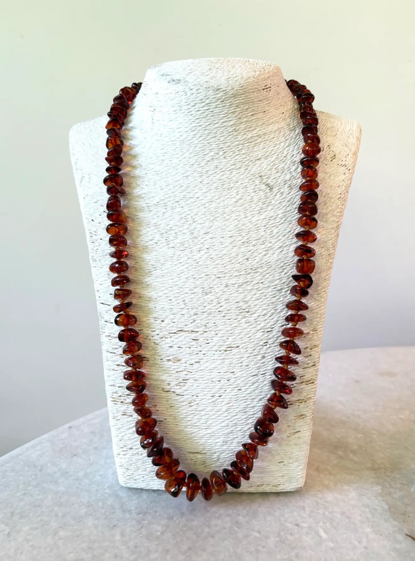 Mid 20th Century Baltic Amber Hand Tied Beaded Necklace 28" - 2