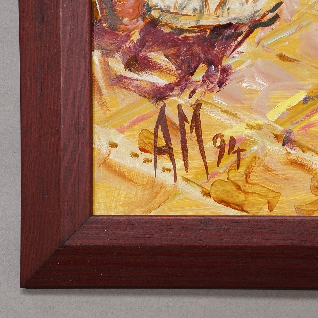 Terrace With Geranium Pot, 1994 – Oil Painting by Alexander Michael - 4