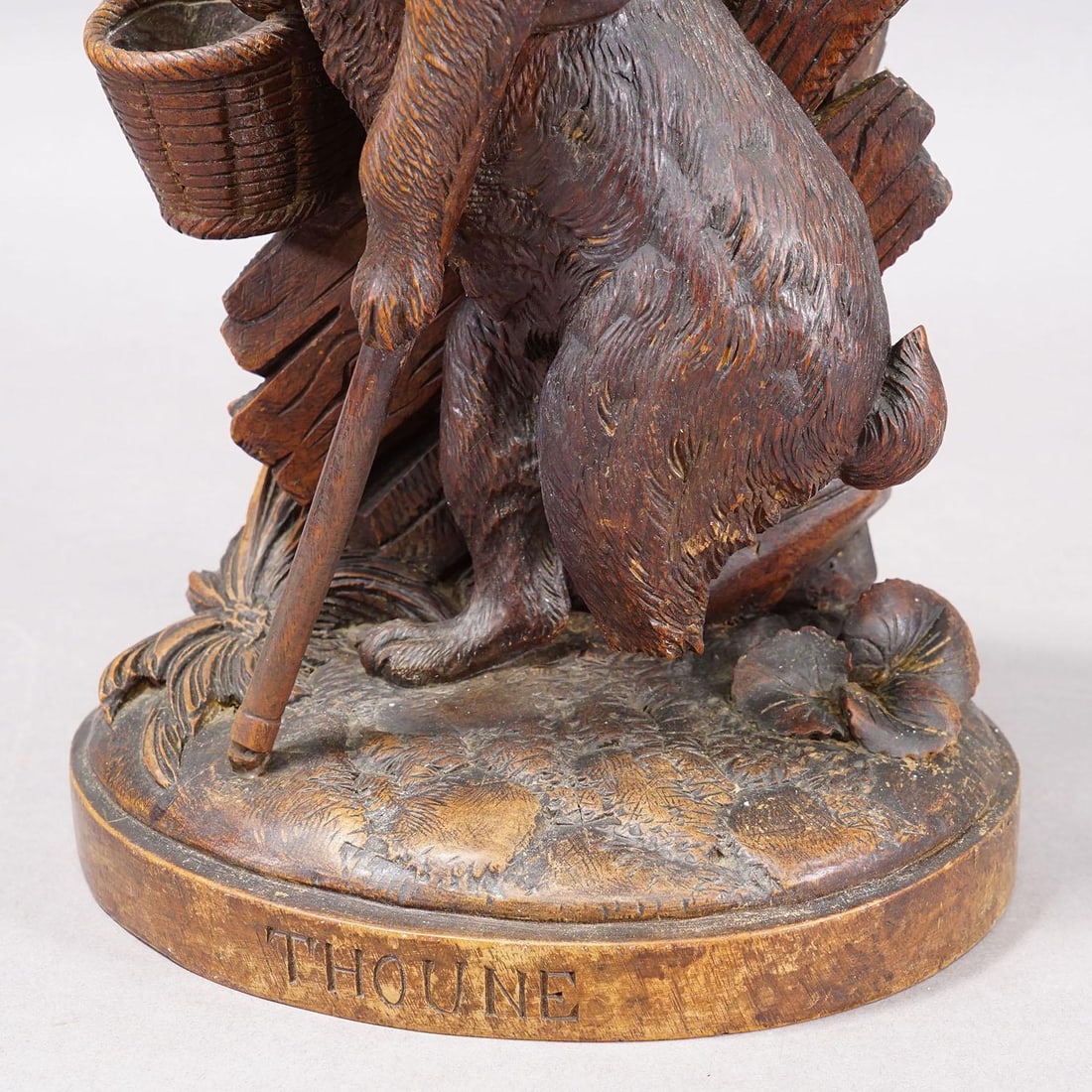 Antique Black Forest Carved Rabbit Figure With Basket, Circa 1900 - 7