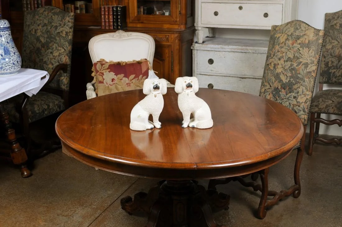 Large English Staffordshire Victorian Split Leg Dogs with White Coat - A Pair - 11