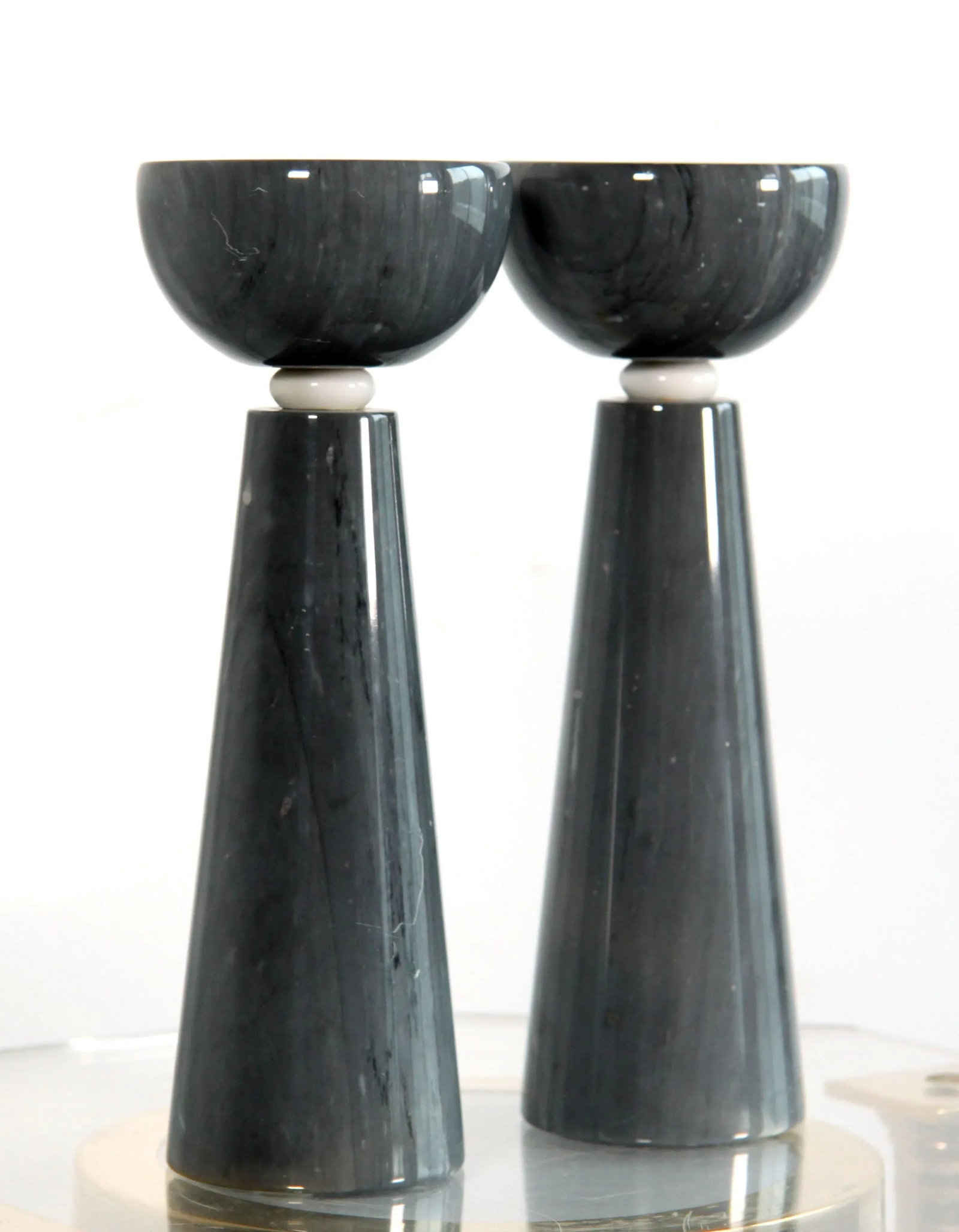 Vintage Massimo Vignelli for Casigliani Gray Marble Postmodern Candlesticks - a Pair - 11