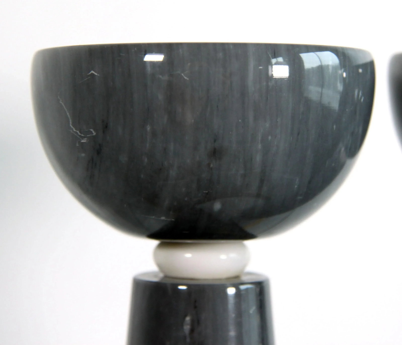 Vintage Massimo Vignelli for Casigliani Gray Marble Postmodern Candlesticks - a Pair - 4