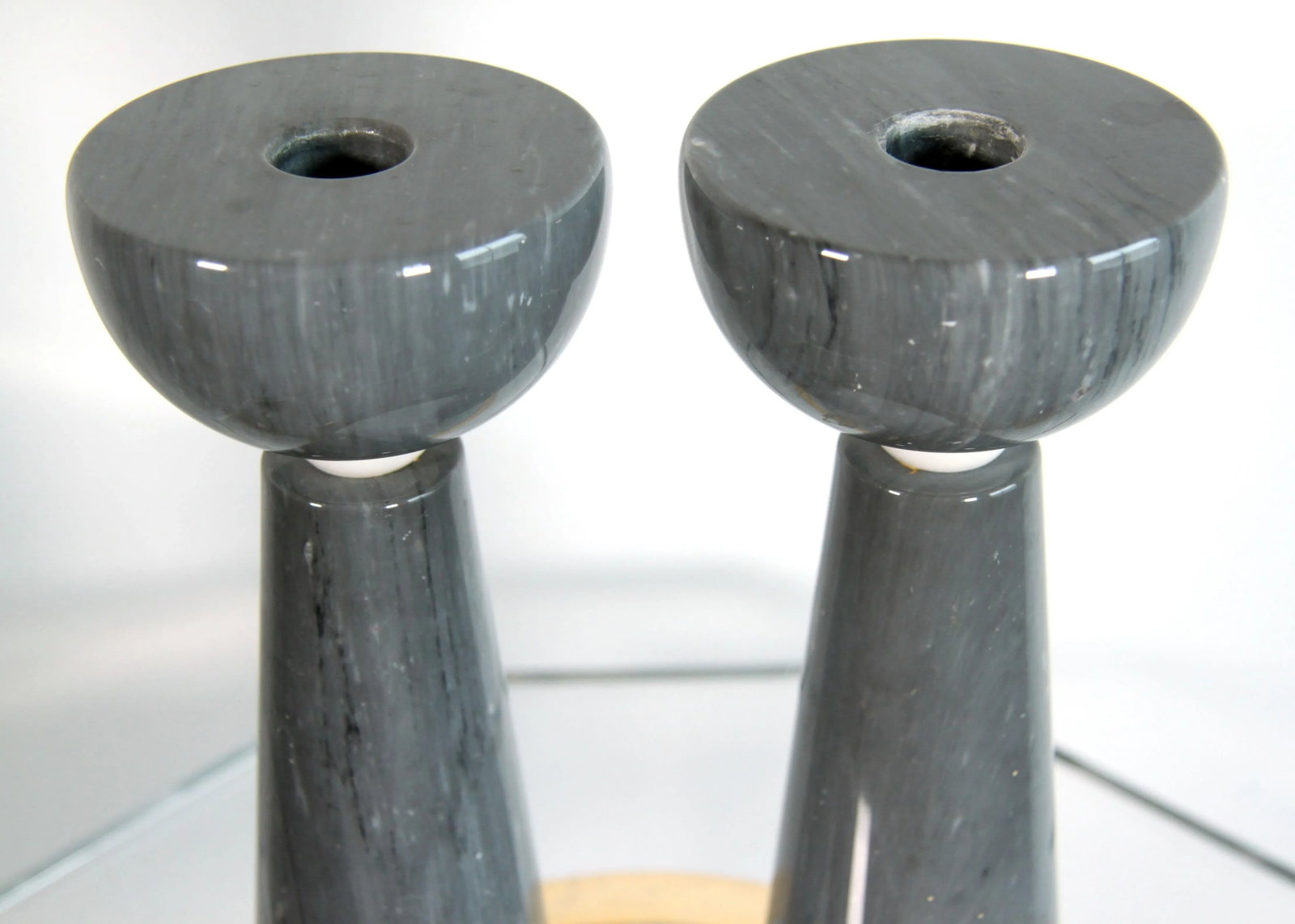 Vintage Massimo Vignelli for Casigliani Gray Marble Postmodern Candlesticks - a Pair - 6