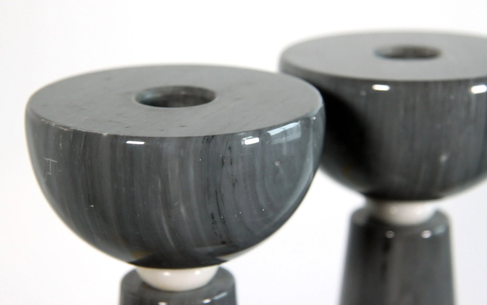 Vintage Massimo Vignelli for Casigliani Gray Marble Postmodern Candlesticks - a Pair - 8