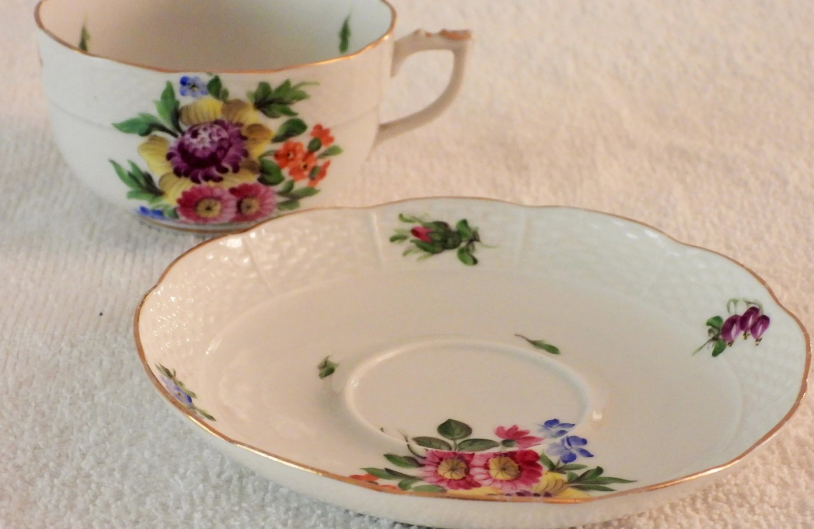 Herend Vilma's Bouquet 23 Piece Tea Coffee Dessert Cake Plates Cups & Saucers Set 1940 - 10