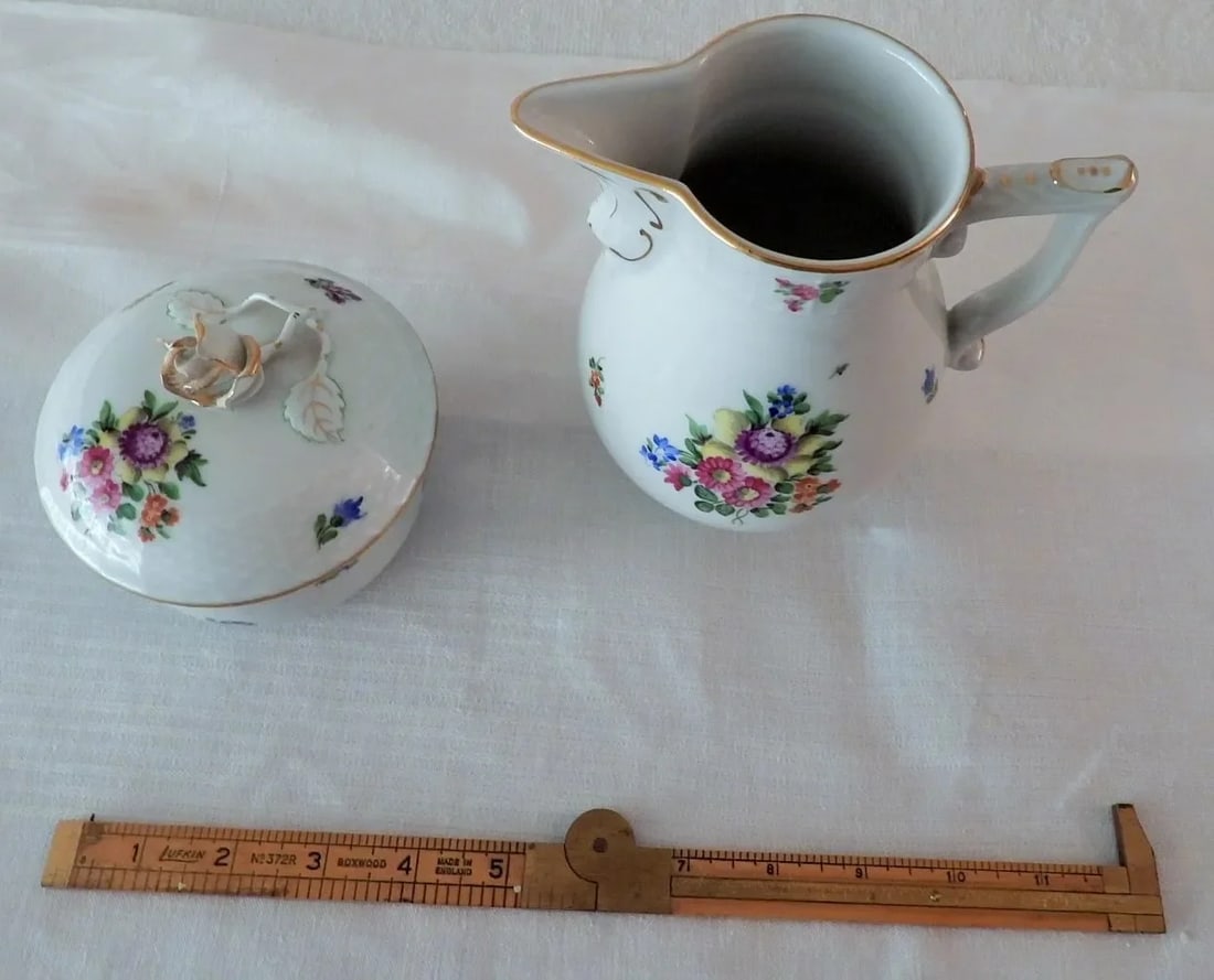 Herend Vilma's Bouquet 23 Piece Tea Coffee Dessert Cake Plates Cups & Saucers Set 1940 - 7
