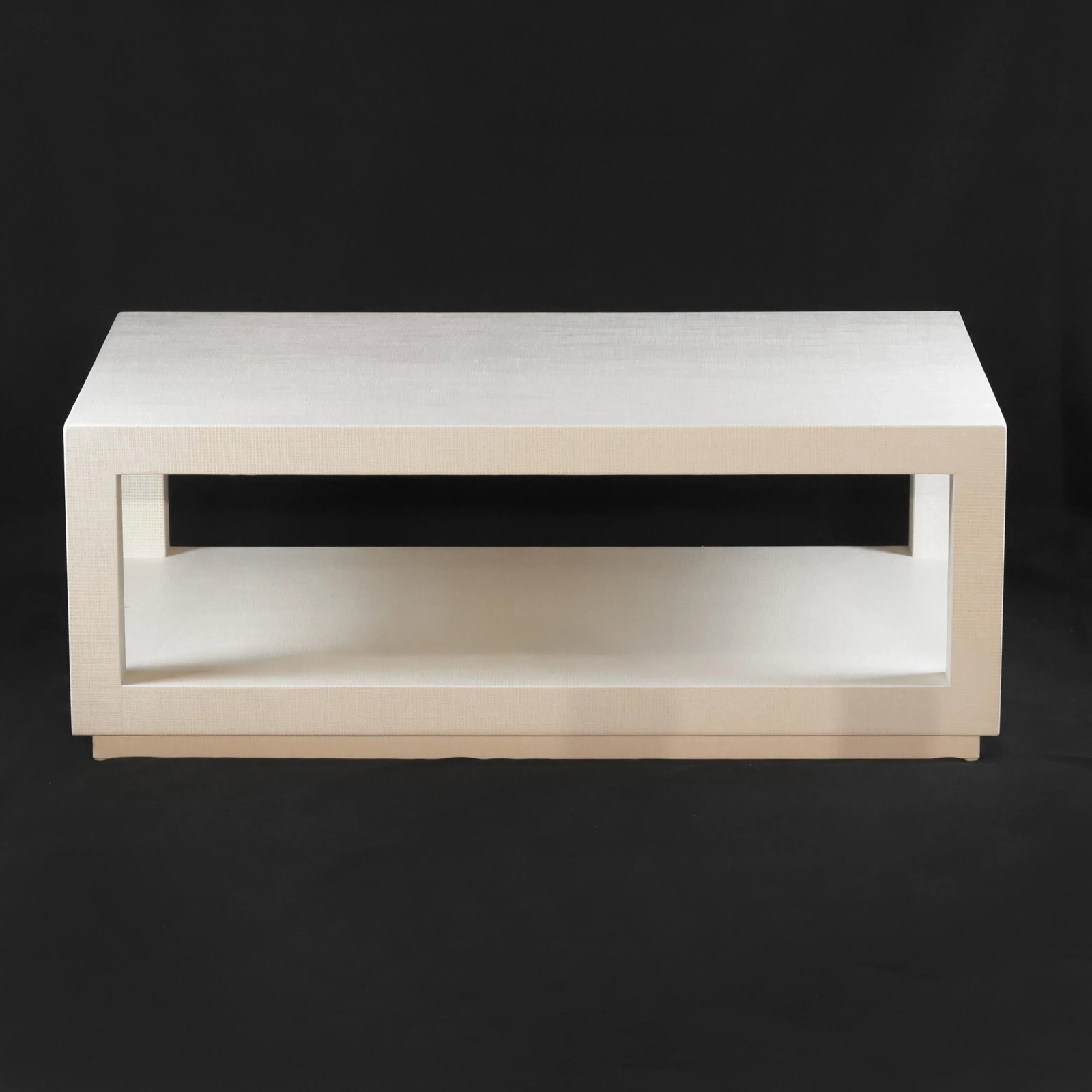 Karl Springer's Style Vintage Raffia Covered Modern White Cocktail Table - 2