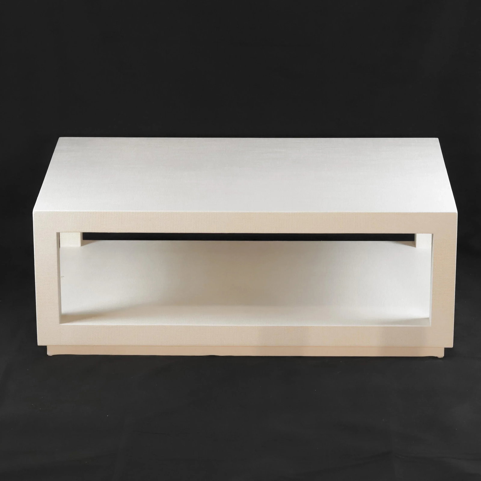 Karl Springer's Style Vintage Raffia Covered Modern White Cocktail Table - 3
