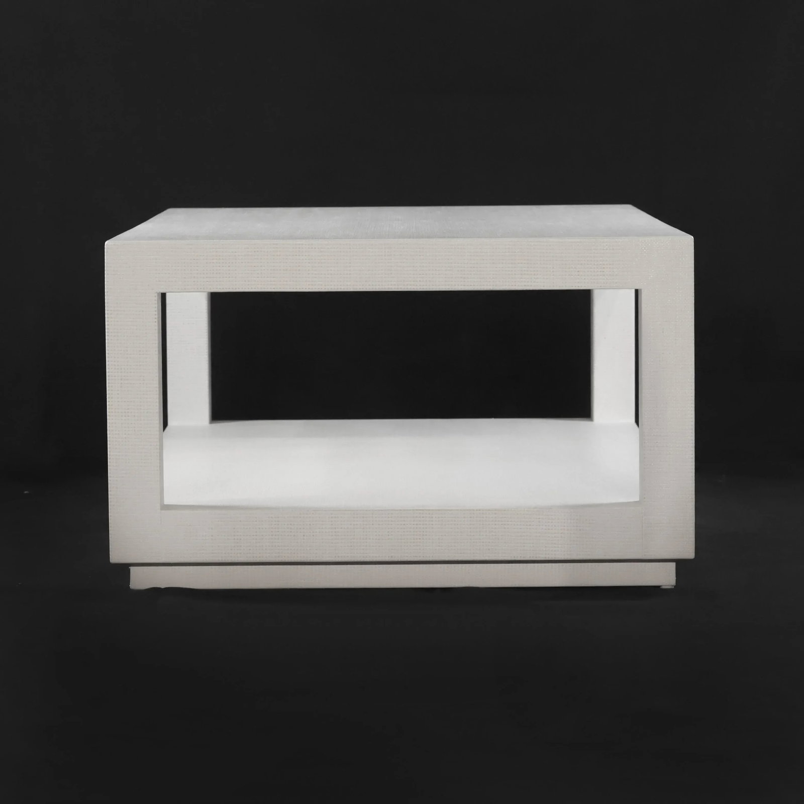 Karl Springer's Style Vintage Raffia Covered Modern White Cocktail Table - 4