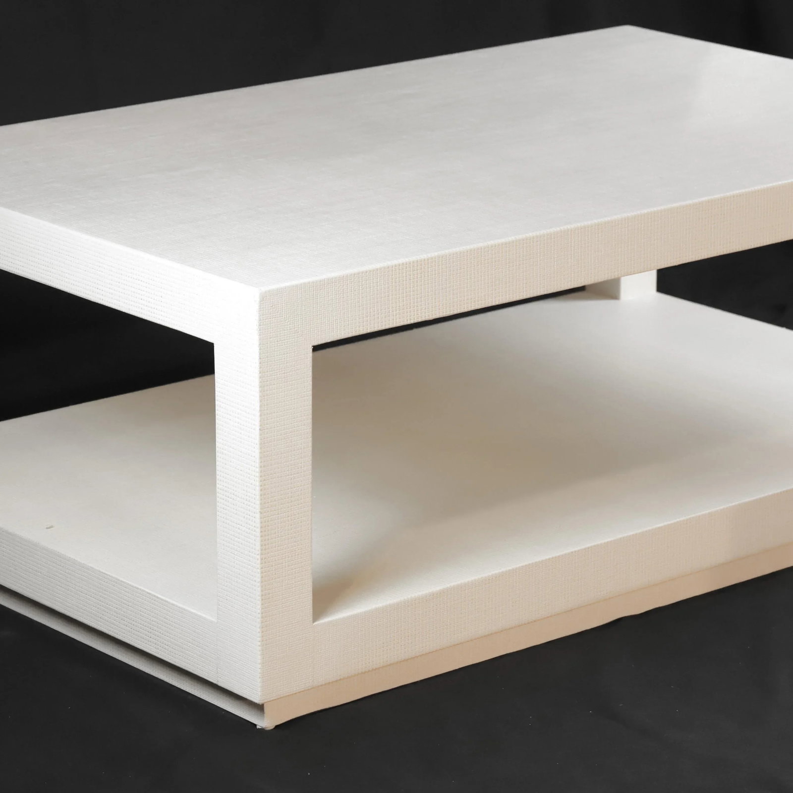 Karl Springer's Style Vintage Raffia Covered Modern White Cocktail Table - 5