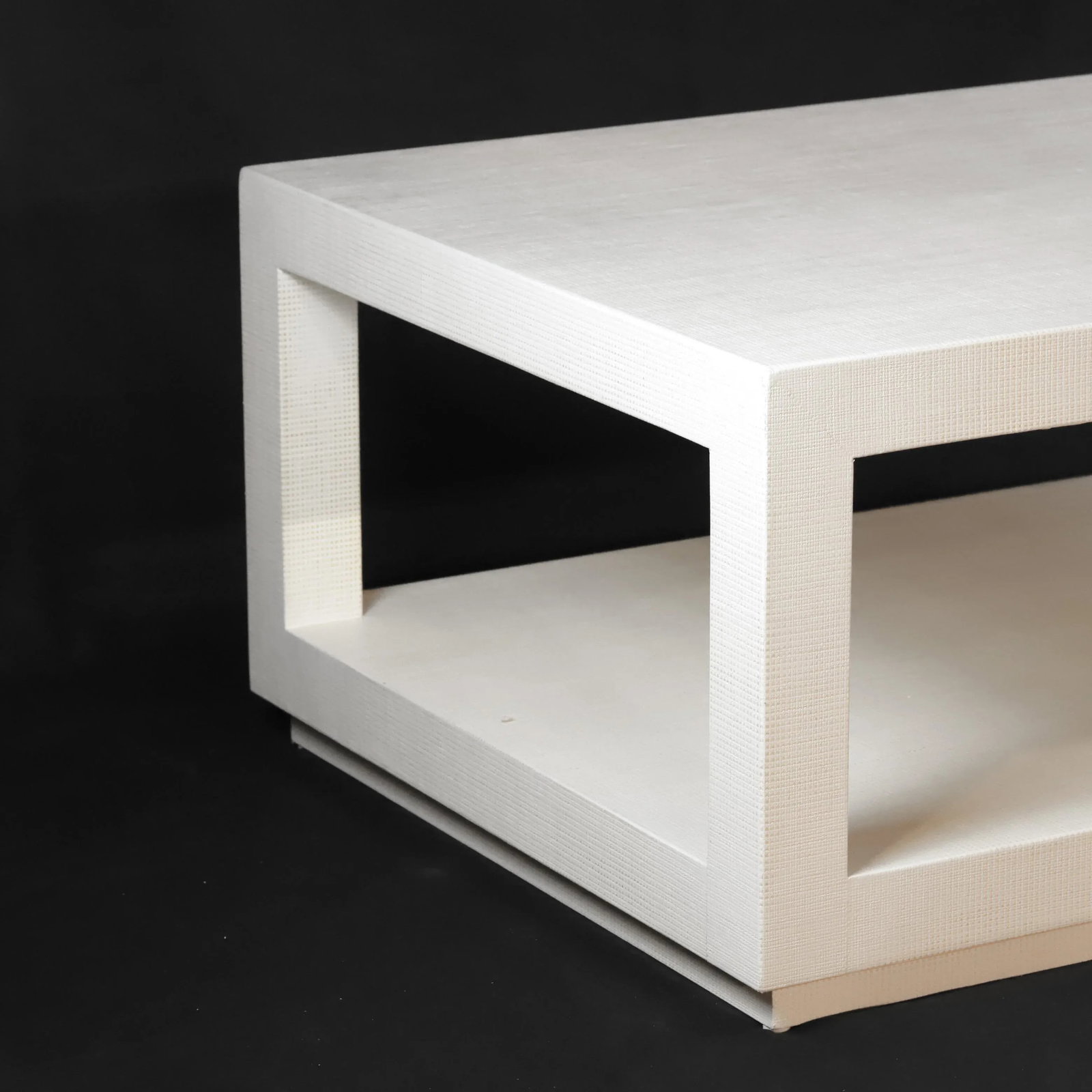 Karl Springer's Style Vintage Raffia Covered Modern White Cocktail Table - 6