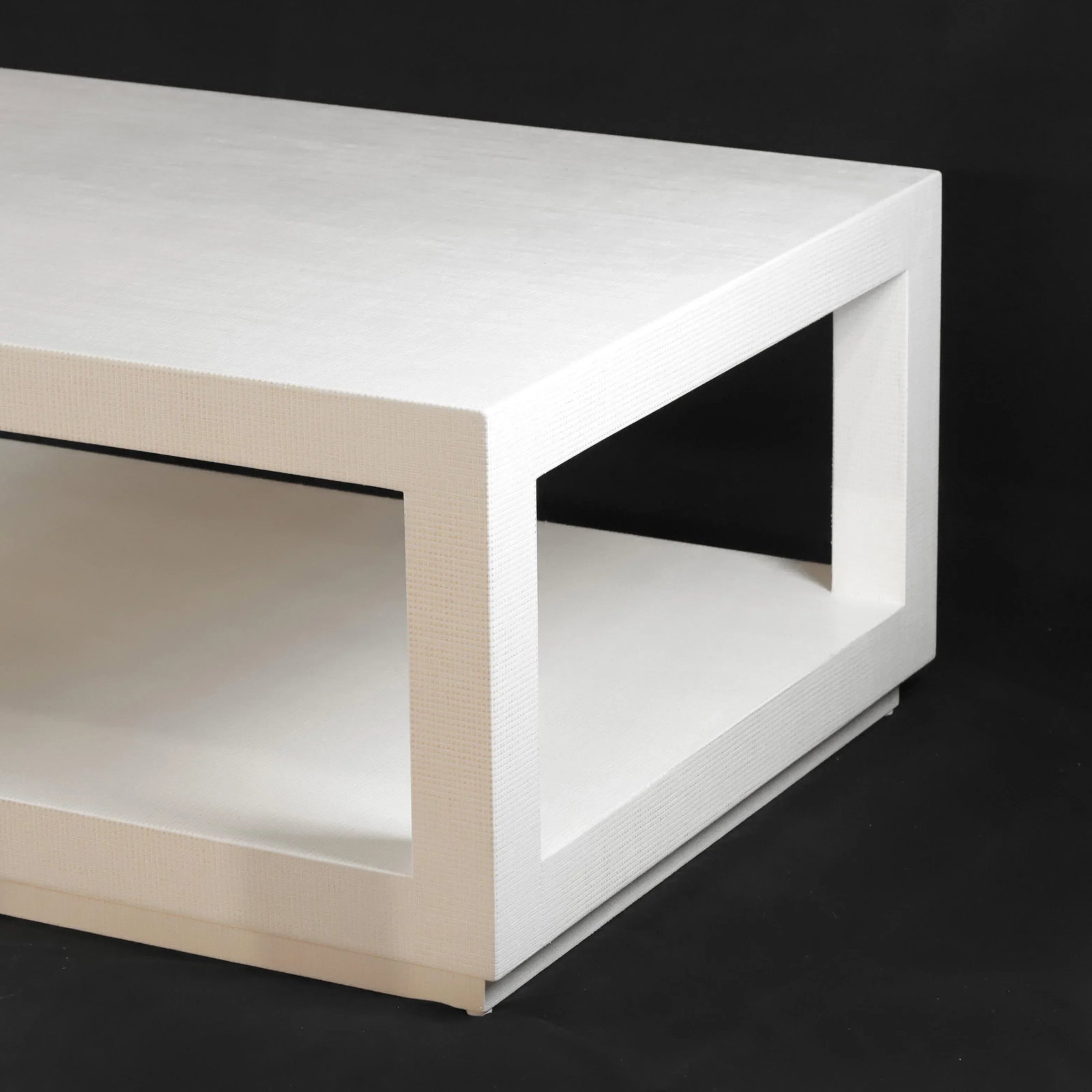 Karl Springer's Style Vintage Raffia Covered Modern White Cocktail Table - 7
