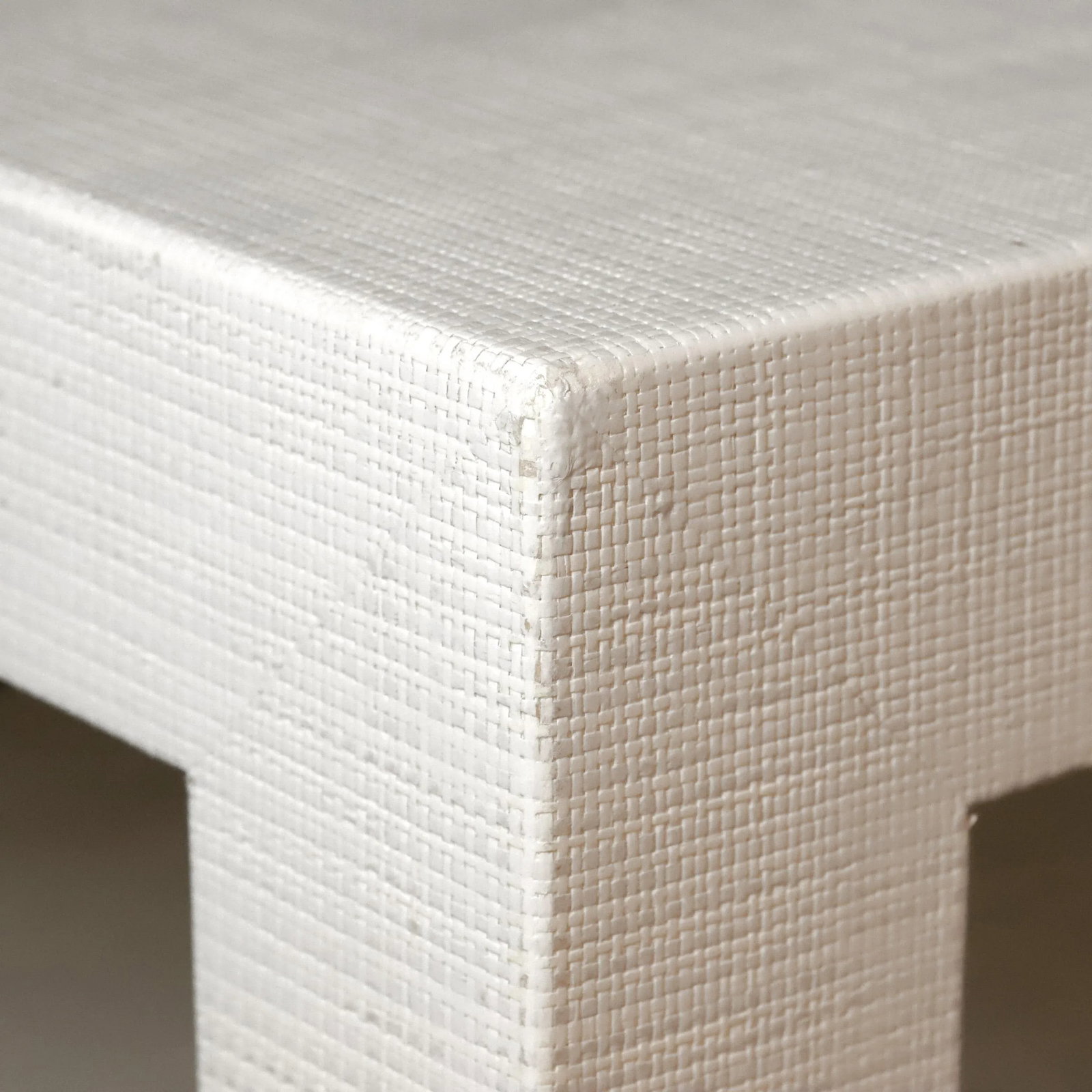Karl Springer's Style Vintage Raffia Covered Modern White Cocktail Table - 9