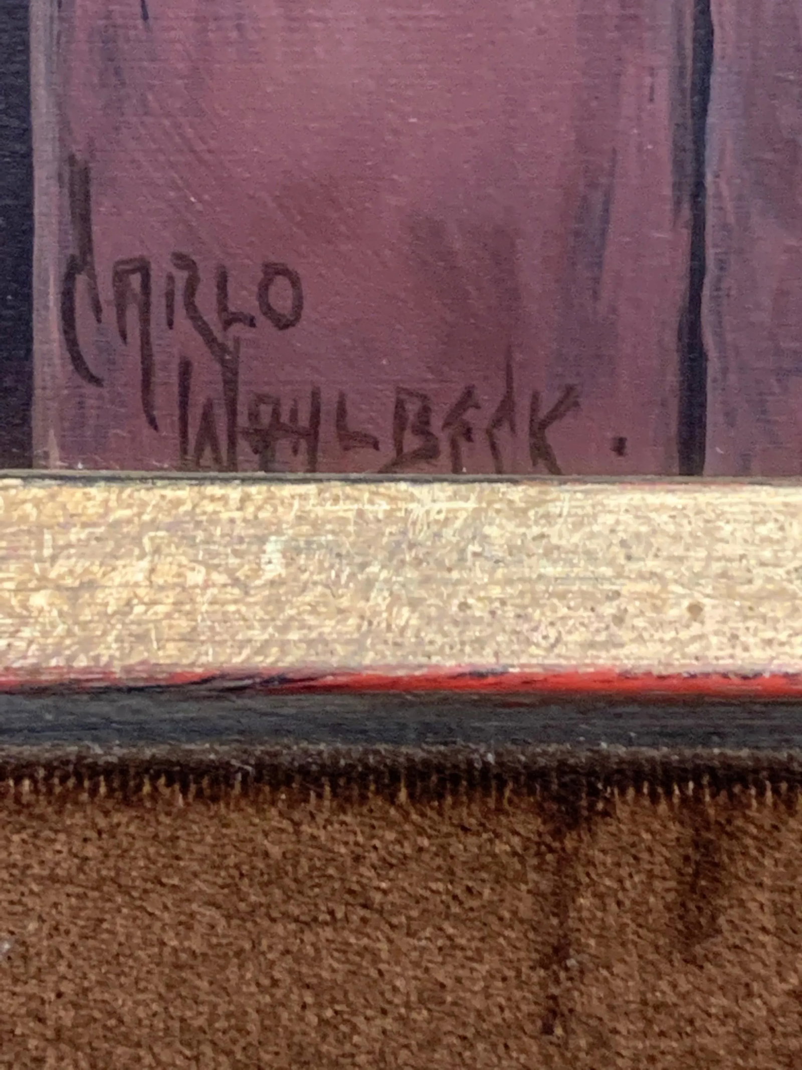 Mid 20th Century Surrealist Oil Painting in Antique Frame; Signed by Carlo Whalbeck - 3